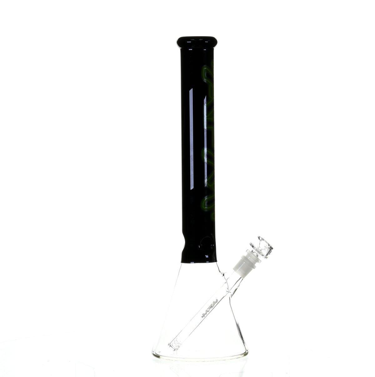 AFM 18" BEAKER BLACK/GREEN COLOR ACCENT - Smoke Spot Smoke Shop