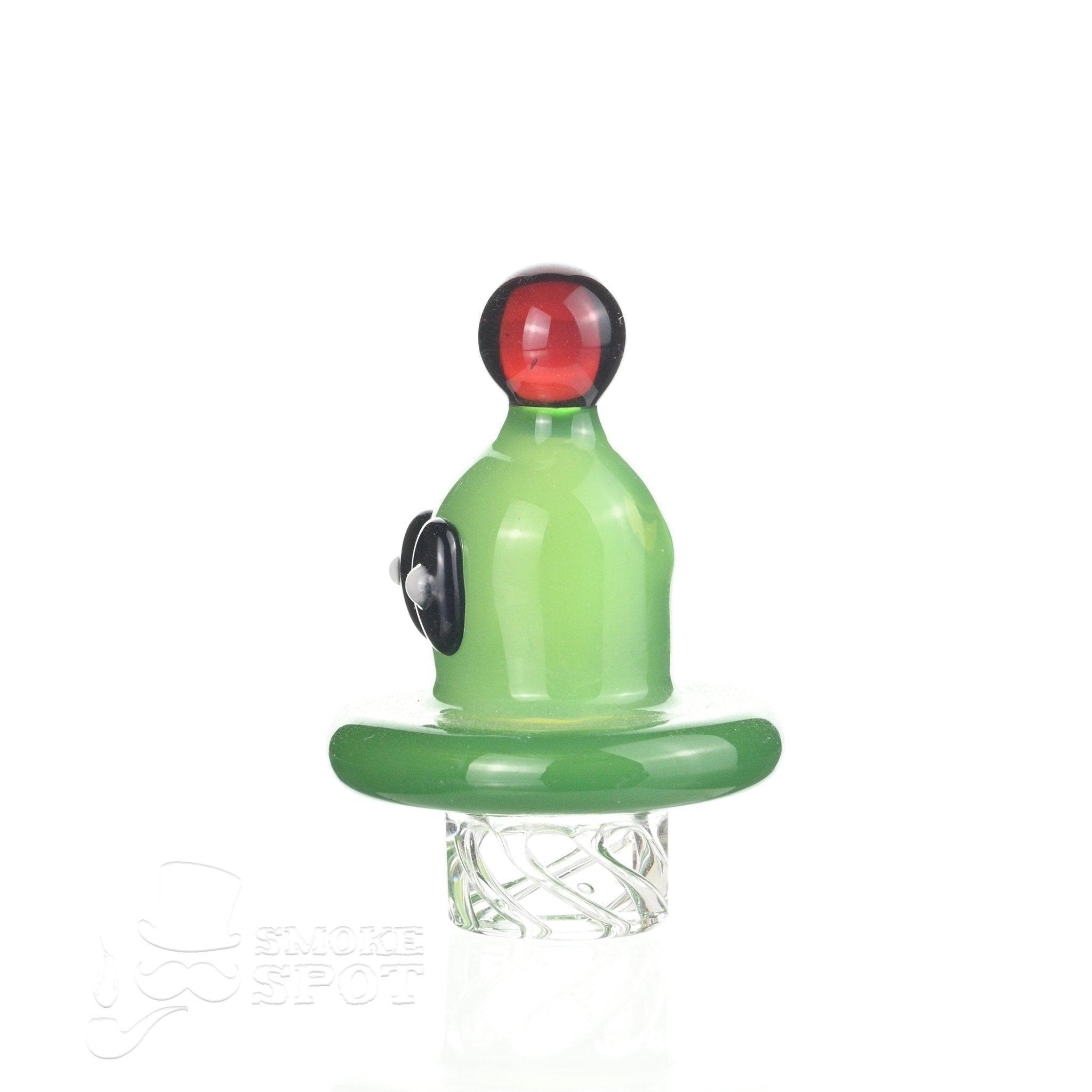 AFM Alien Spinner Cap Green glass carb cap showing airflow control feature - Smoke Spot Smoke Shop
