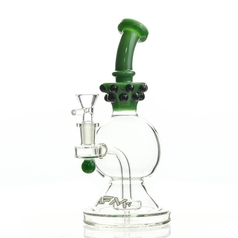 AFM Glass Dom Rig 8 inch black marbel dot Dark Green - Smoke Spot Smoke Shop