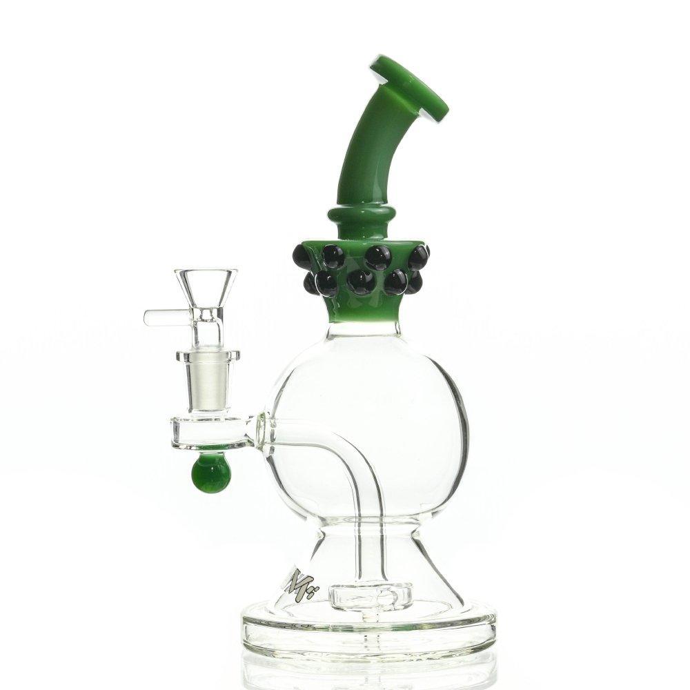 AFM Glass Dom Rig 8 inch black marbel dot Dark Green - Smoke Spot Smoke Shop