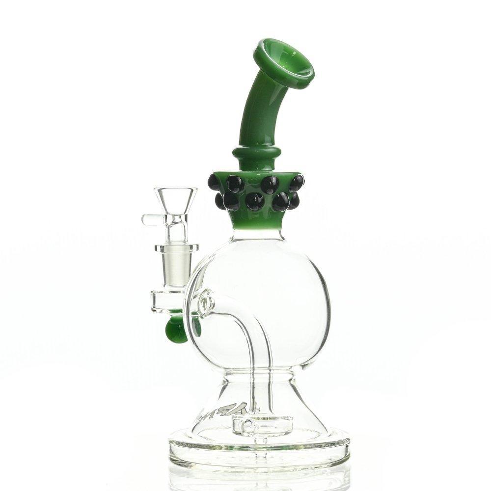AFM Glass Dom Rig 8 inch black marbel dot Dark Green - Smoke Spot Smoke Shop