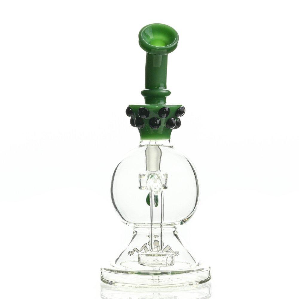 AFM Glass Dom Rig 8 inch black marbel dot Dark Green - Smoke Spot Smoke Shop