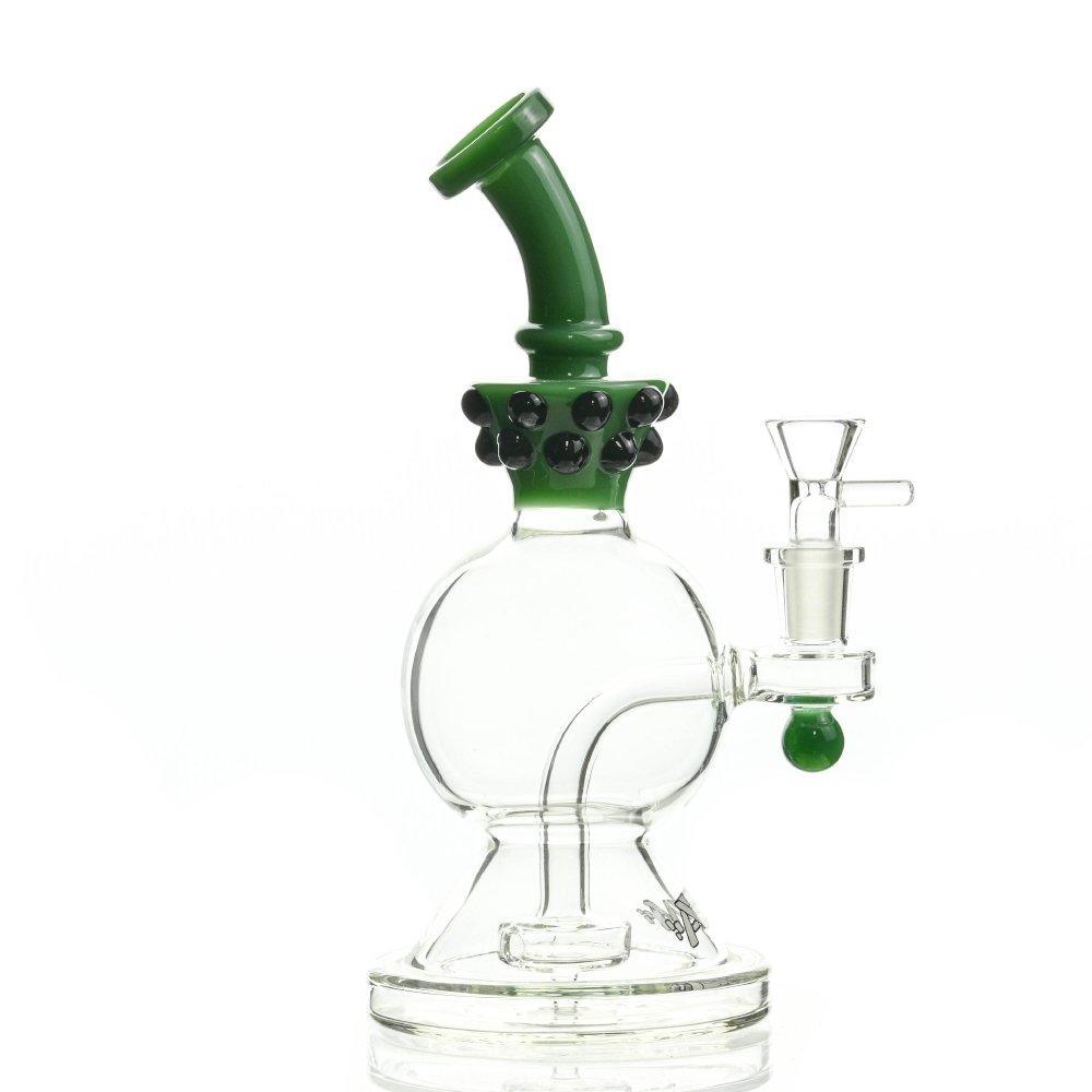 AFM Glass Dom Rig 8 inch black marbel dot Dark Green - Smoke Spot Smoke Shop