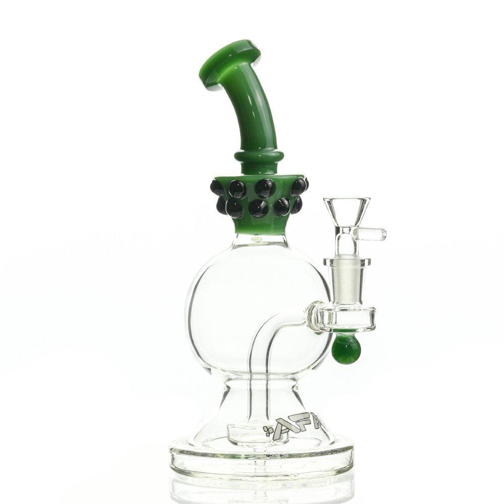 AFM Glass Dom Rig 8 inch black marbel dot Dark Green - Smoke Spot Smoke Shop