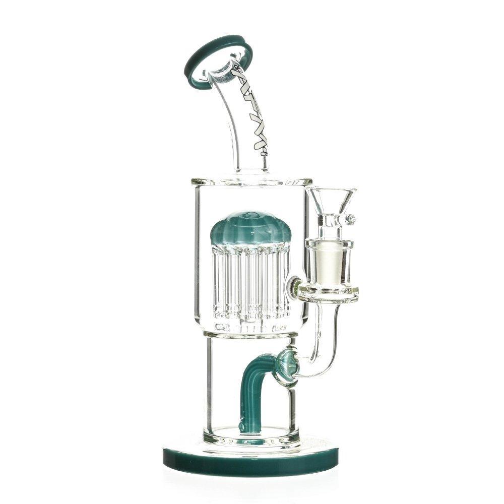 Side view of AFM Rainforts 11 Arm Chamber Burgundy Glass Rig