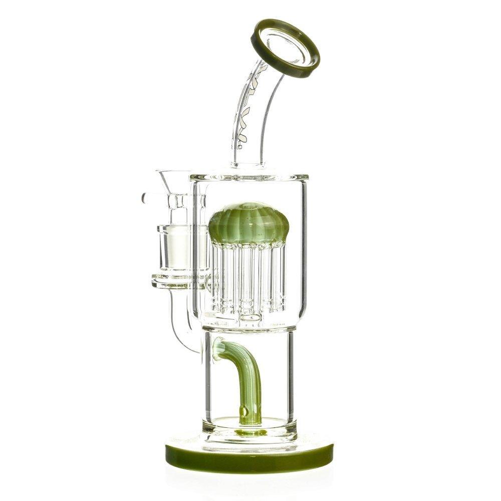 Base of AFM Rainforts 11 Arm Chamber Perc Waterpipe Dirty Green