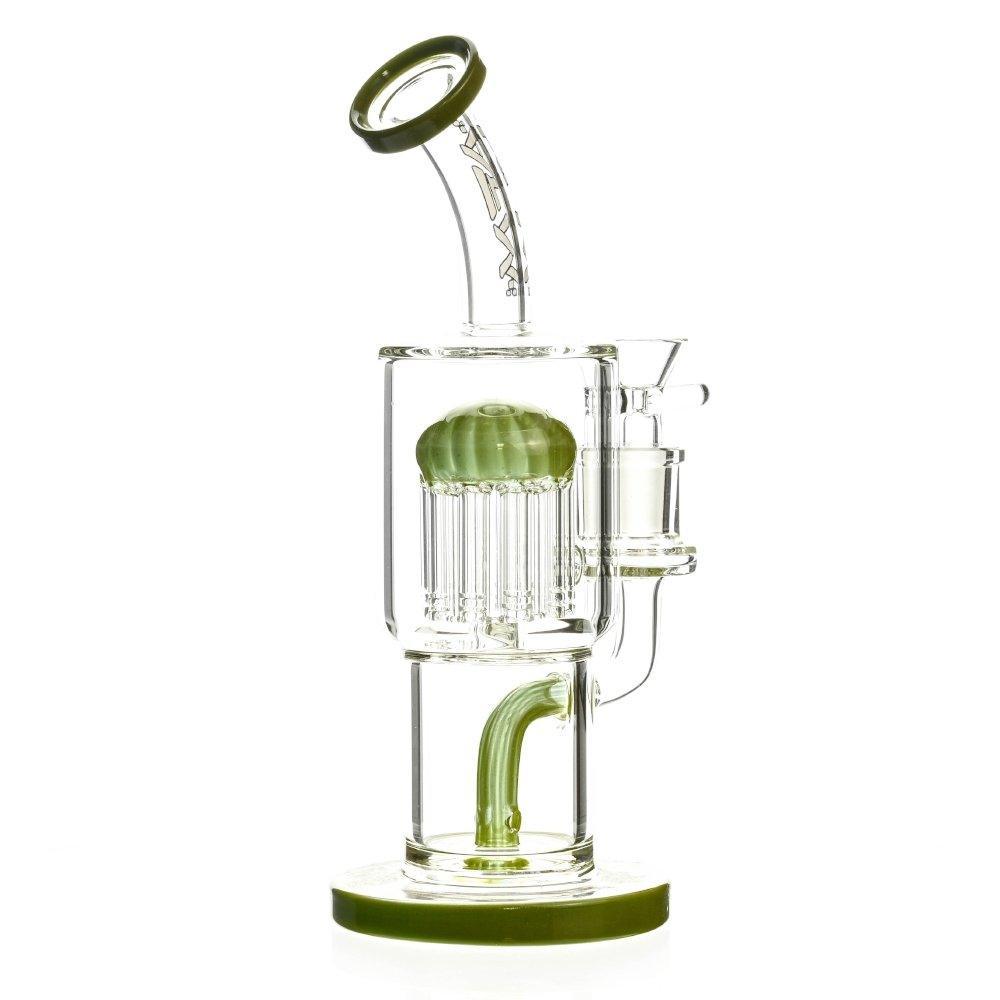 AFM Rainforts 11 Arm Chamber Perc Waterpipe Dirty Green full profile