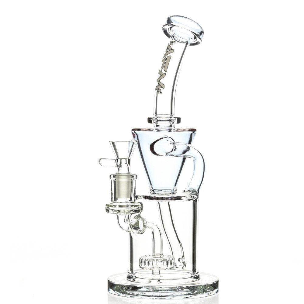 Side view of AFM Recycler Showerhead Disc Sky Purple Waterpipe - Smoke Spot Glass