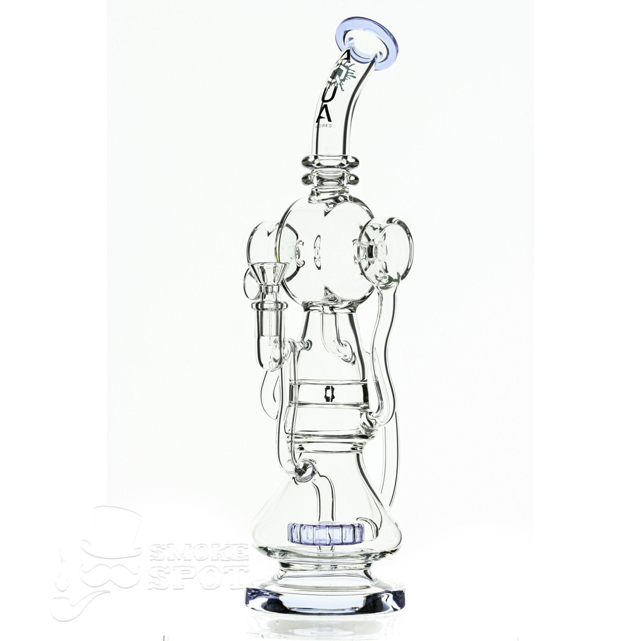 Aqua Glass recycler waterpipe showing dual arm design in light purple