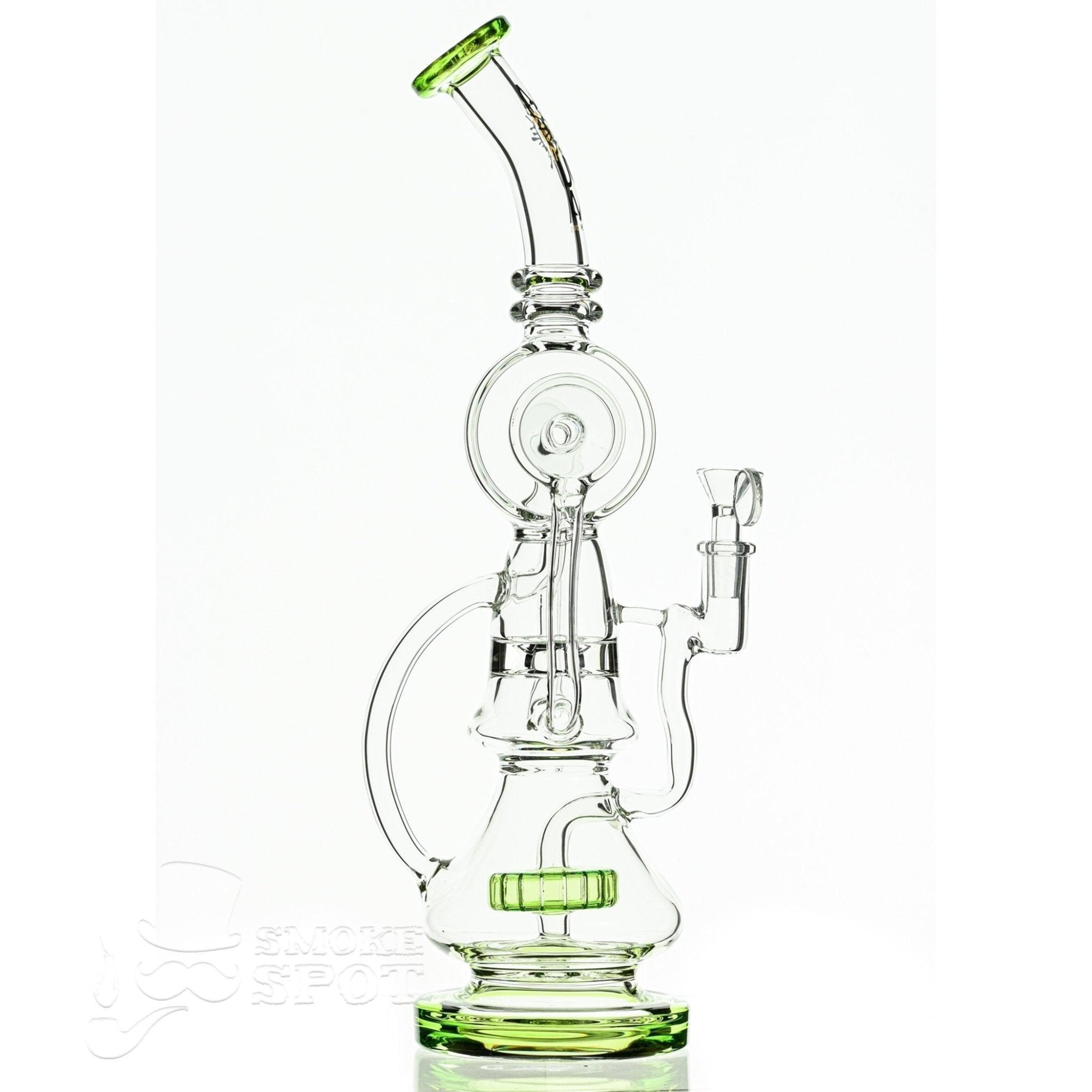 Aqua Glass cylinder top dual arm recycler slime green - Smoke Spot Smoke Shop
