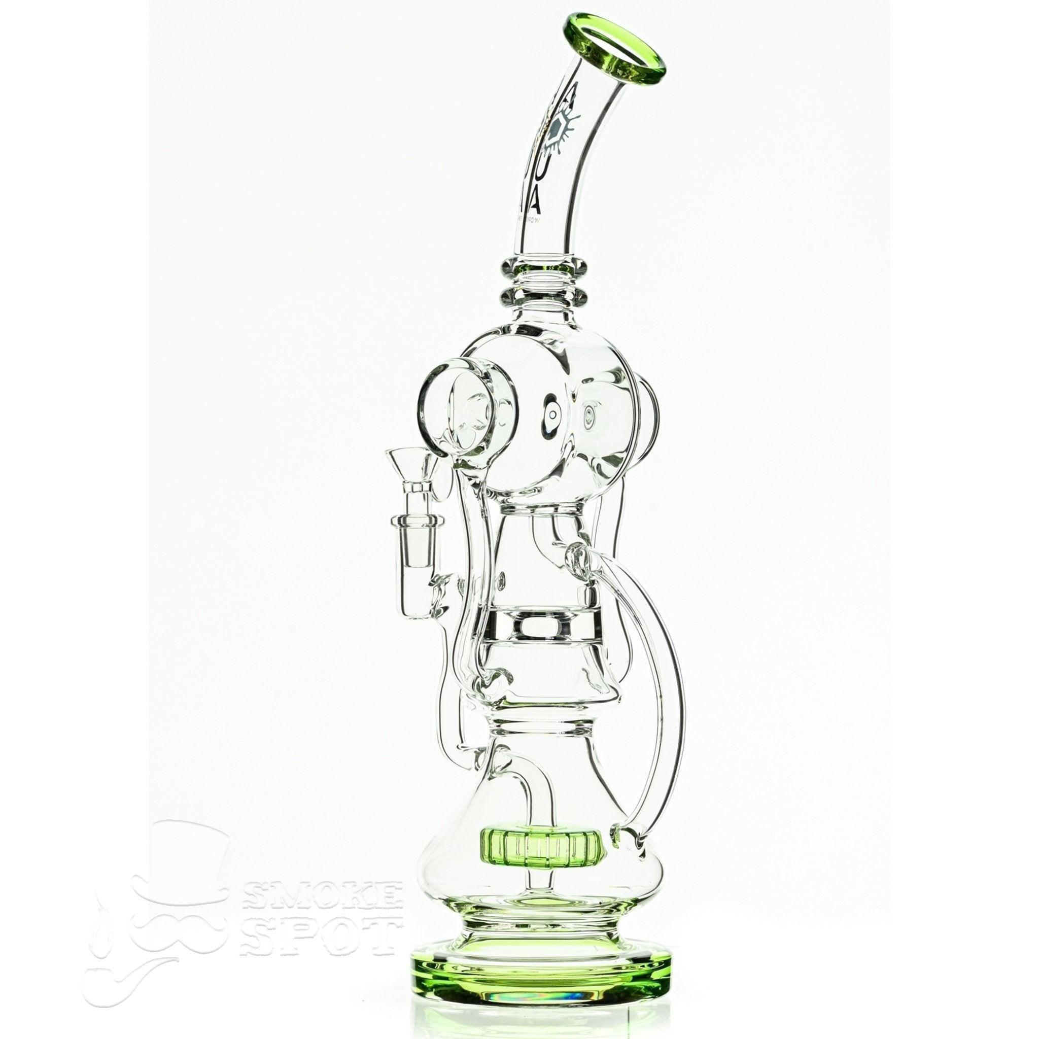 Aqua Glass recycler base and joint detail slime green waterpipe