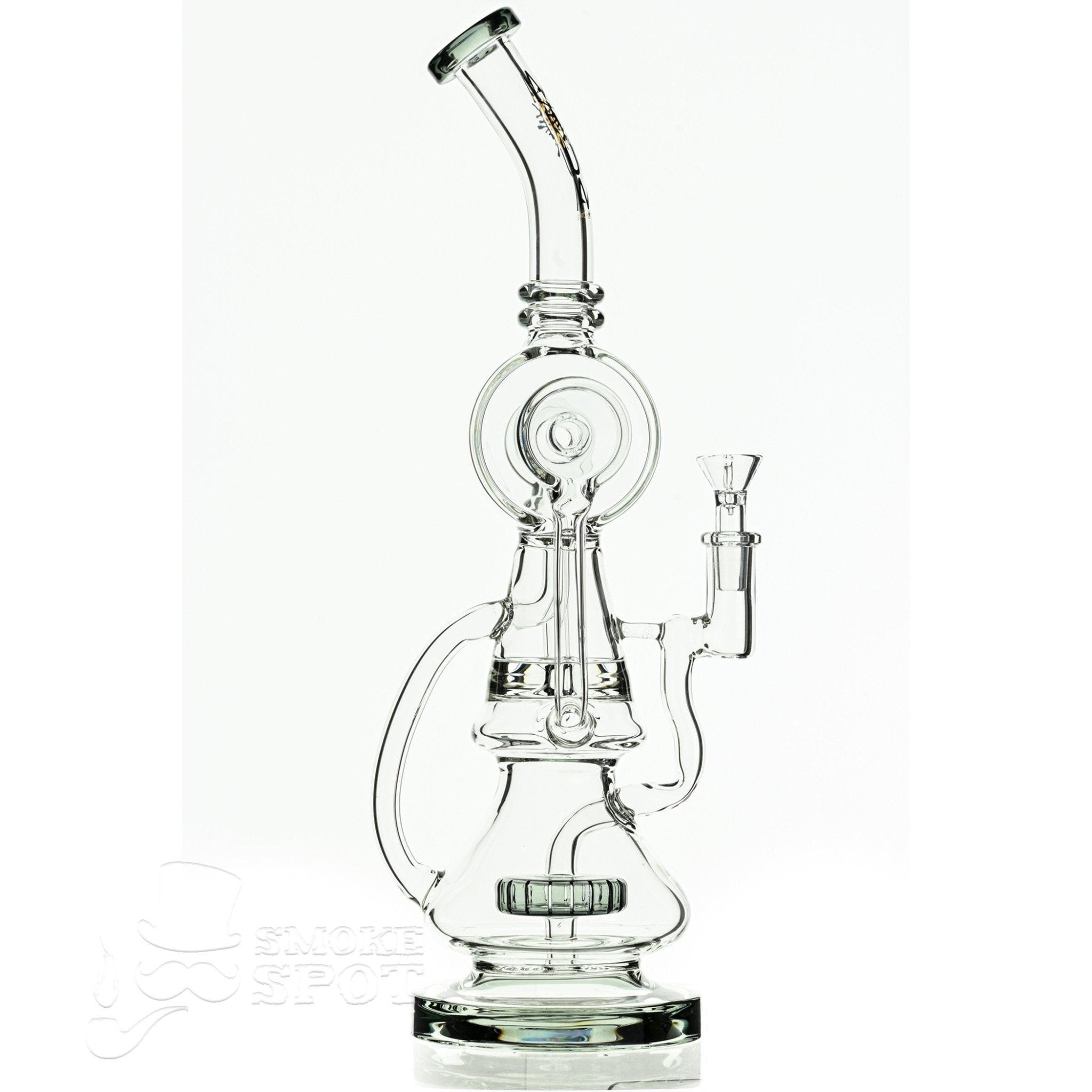 Aqua Glass cylinder top dual arm recycler smoke - Smoke Spot Smoke Shop