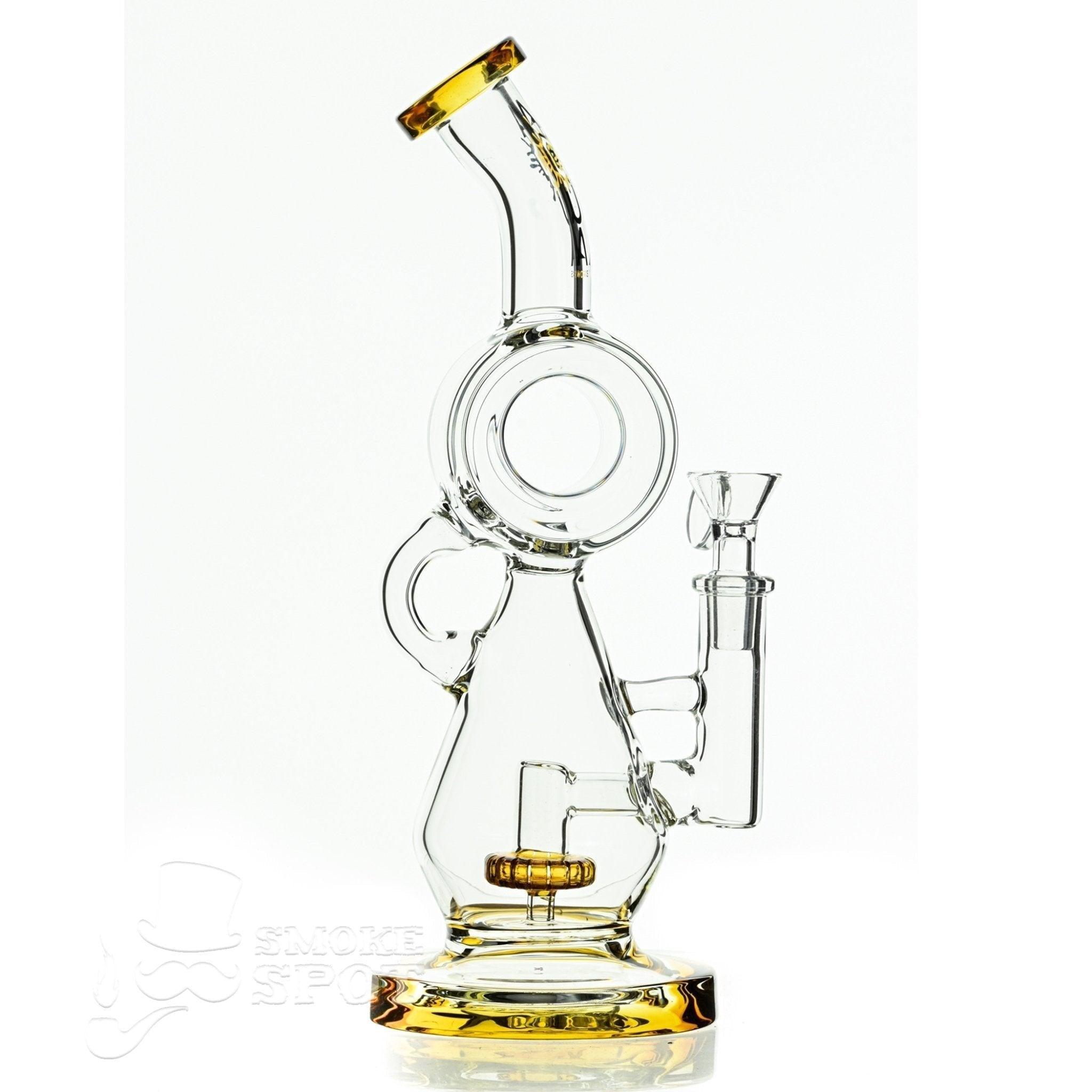 Aqua Glass hour glass waterpipe amber with disc percolator detail