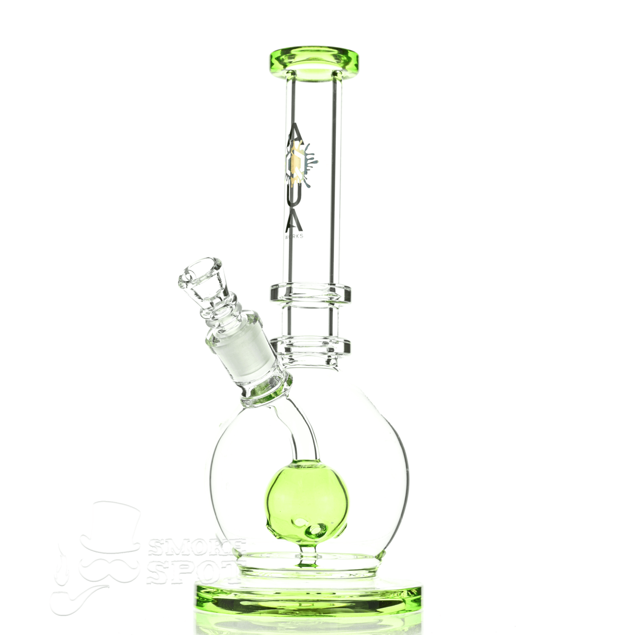 Detailed view of Aqua Glass ORB waterpipe crown diffuser slime green