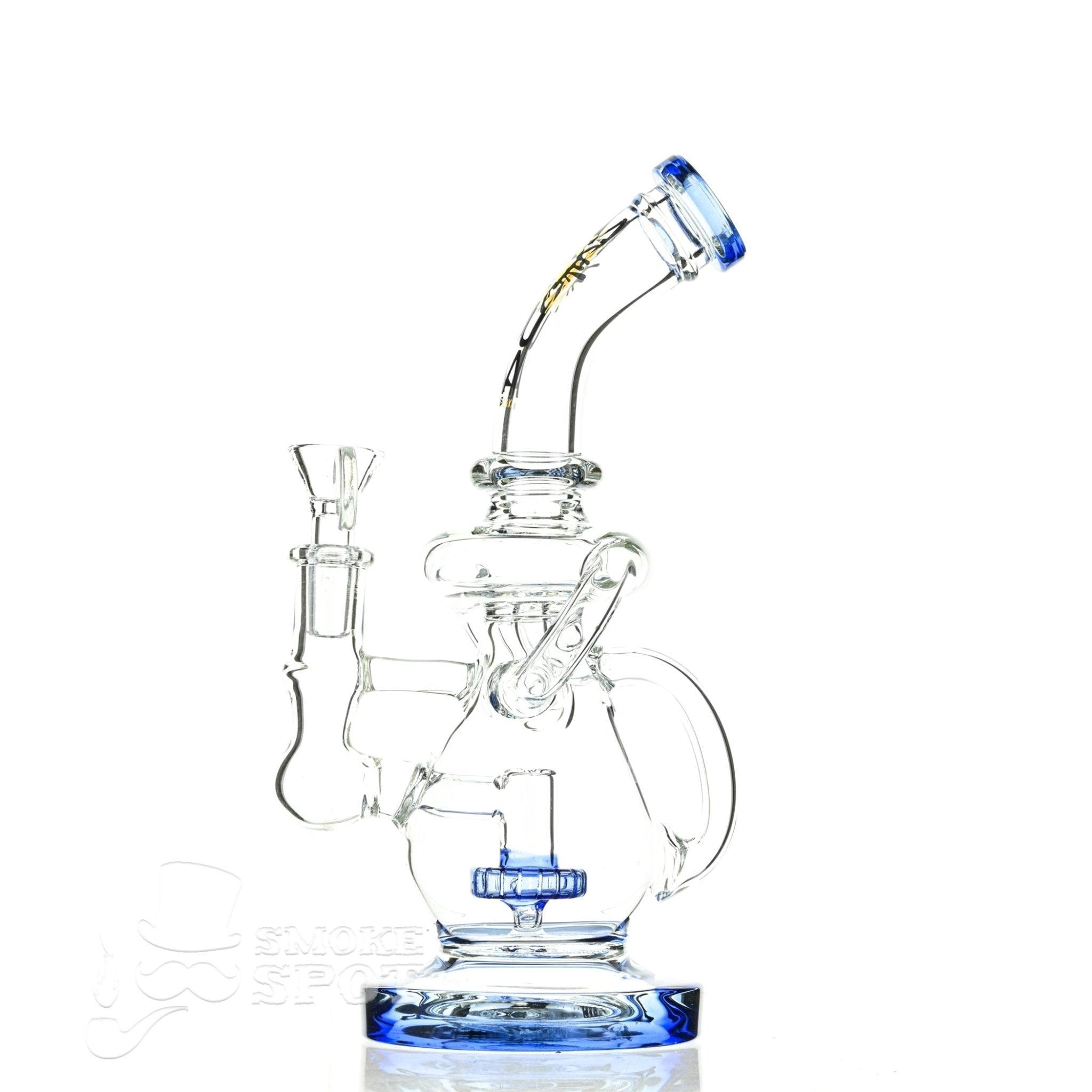 Aqua Glass shower puck perc water drop recycler blue top section close-up