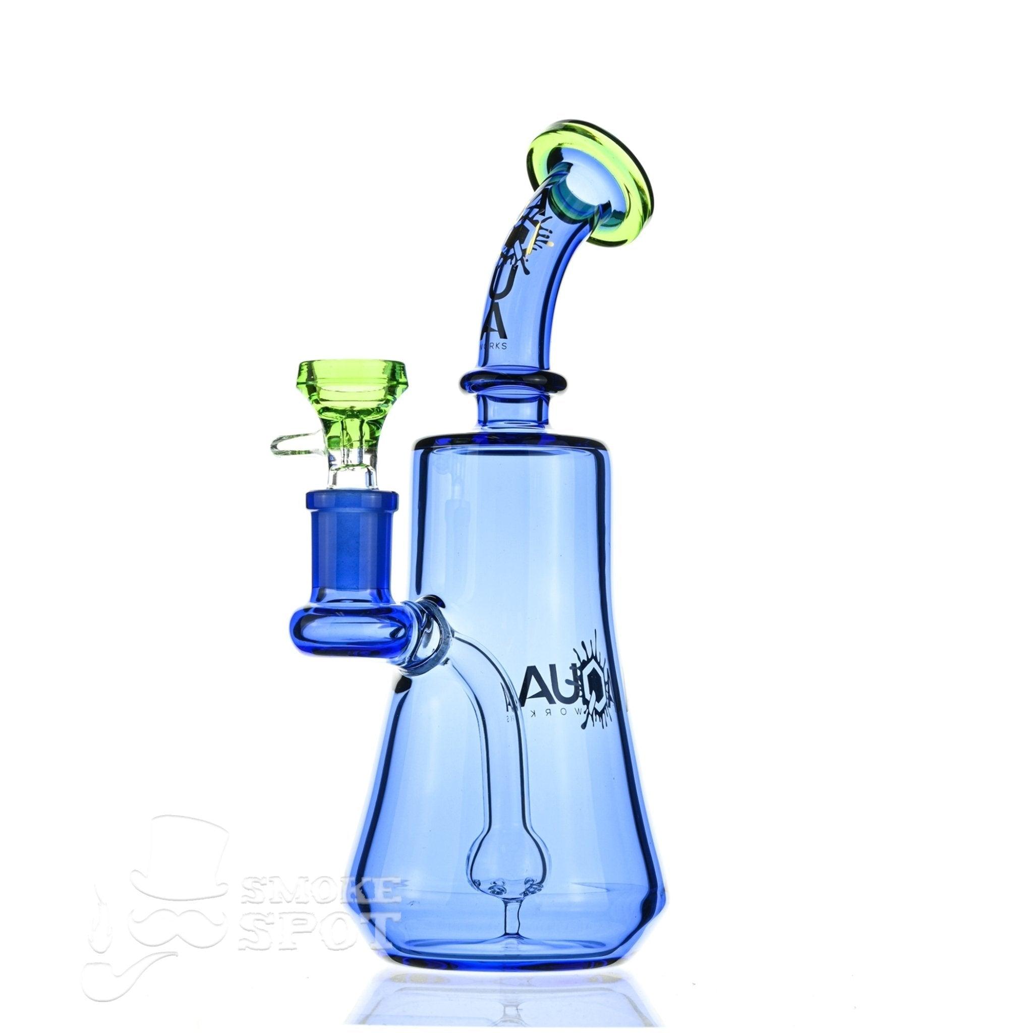 Close-up of crown diffuse ball percolator on Aqua Glass stemless banger hanger