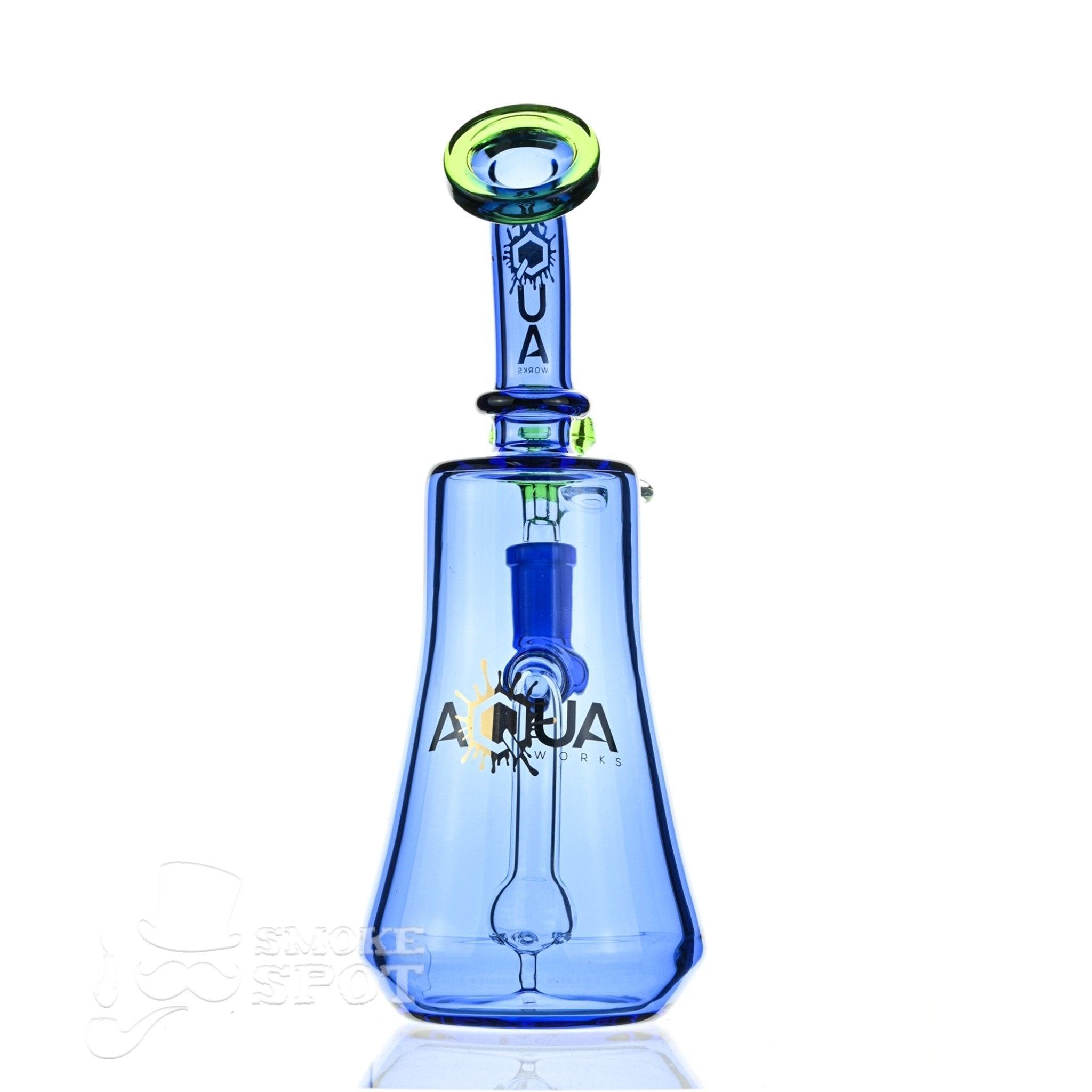 Aqua Glass stemless banger hanger tech pear blue angled view