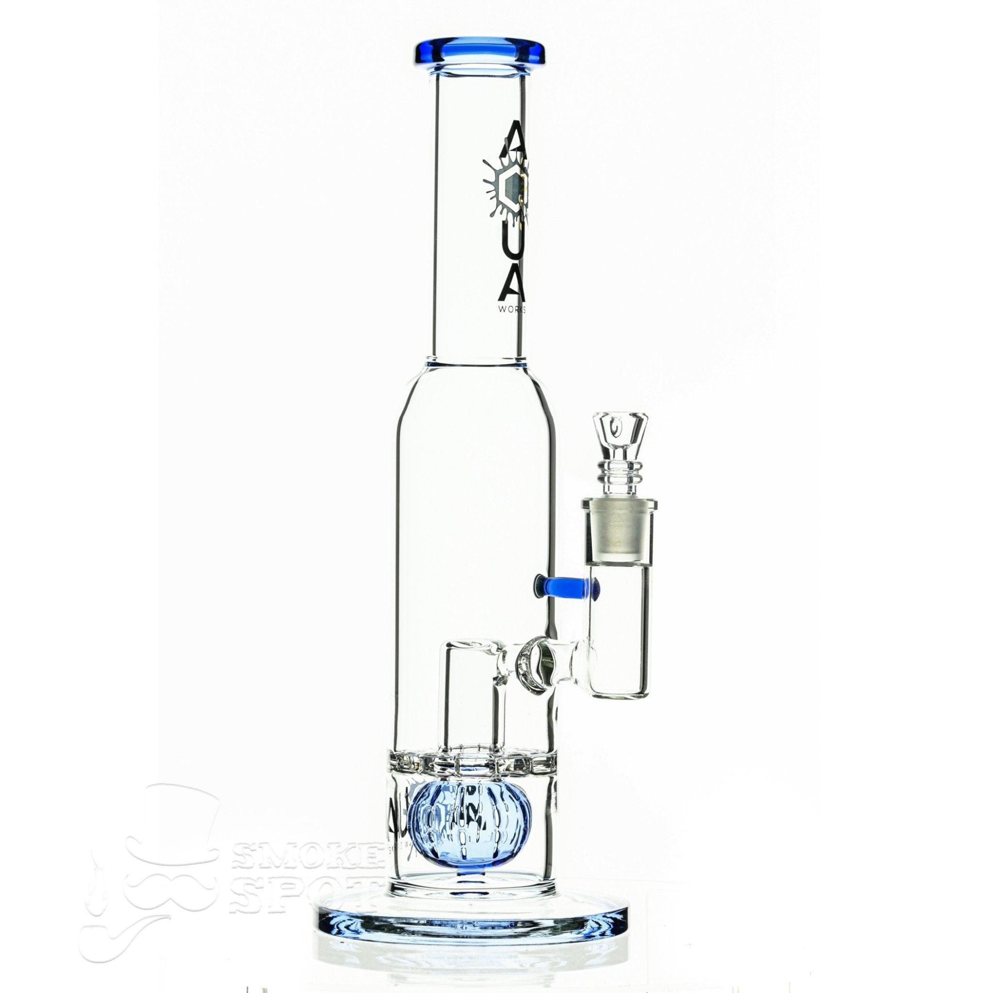 Aqua Glass stemless bottle with grid ball percolator full profile