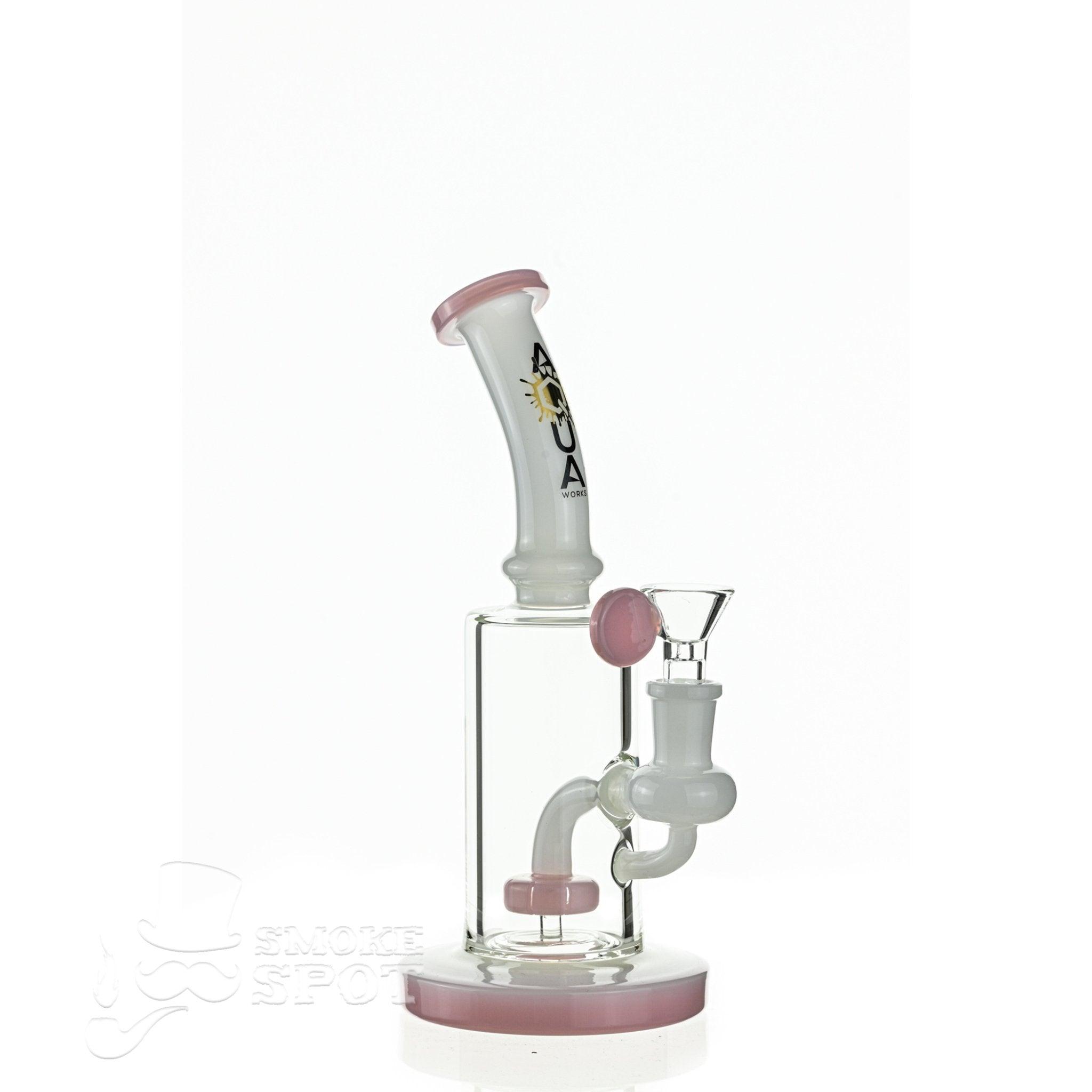 Aqua Glass stemless bubbler white pink - Smoke Spot Smoke Shop