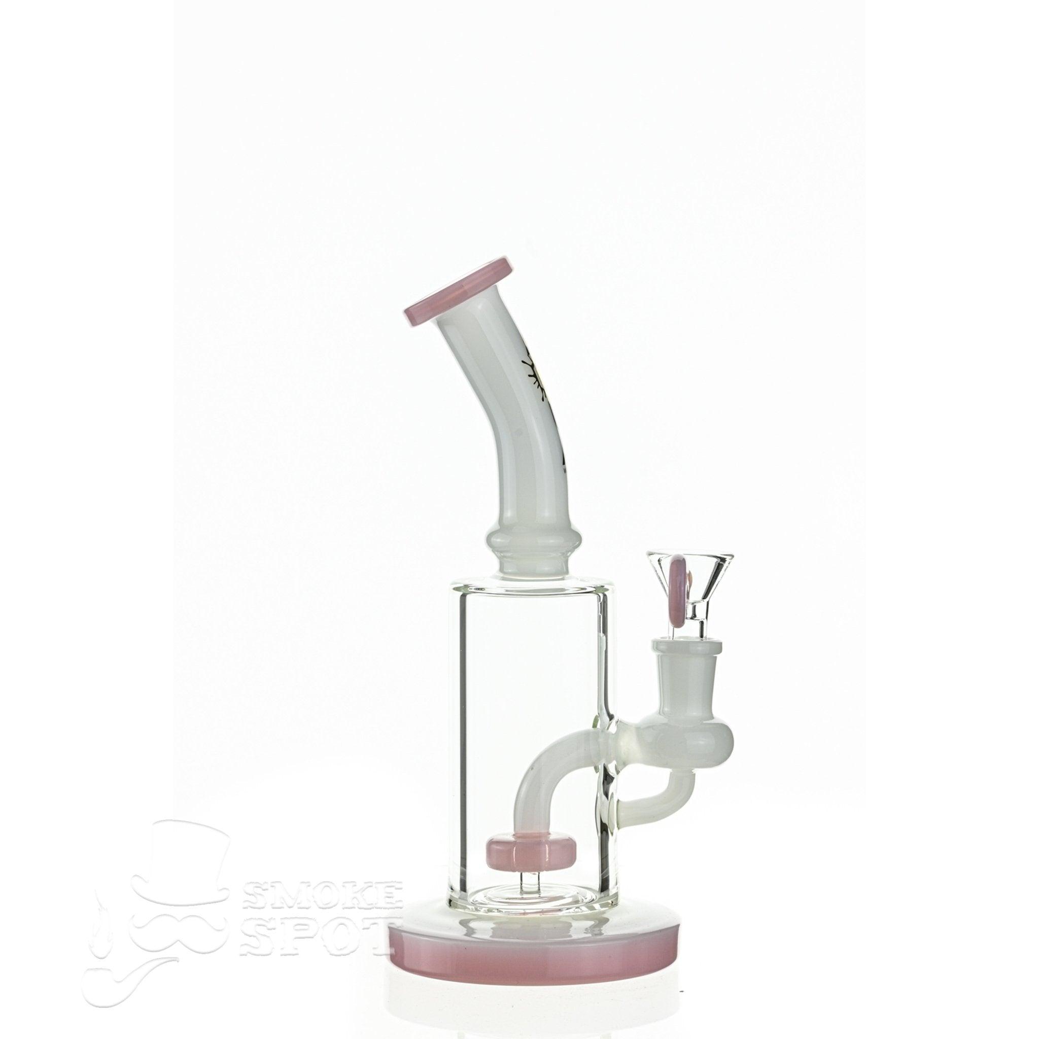 Aqua Glass stemless bubbler white pink - Smoke Spot Smoke Shop