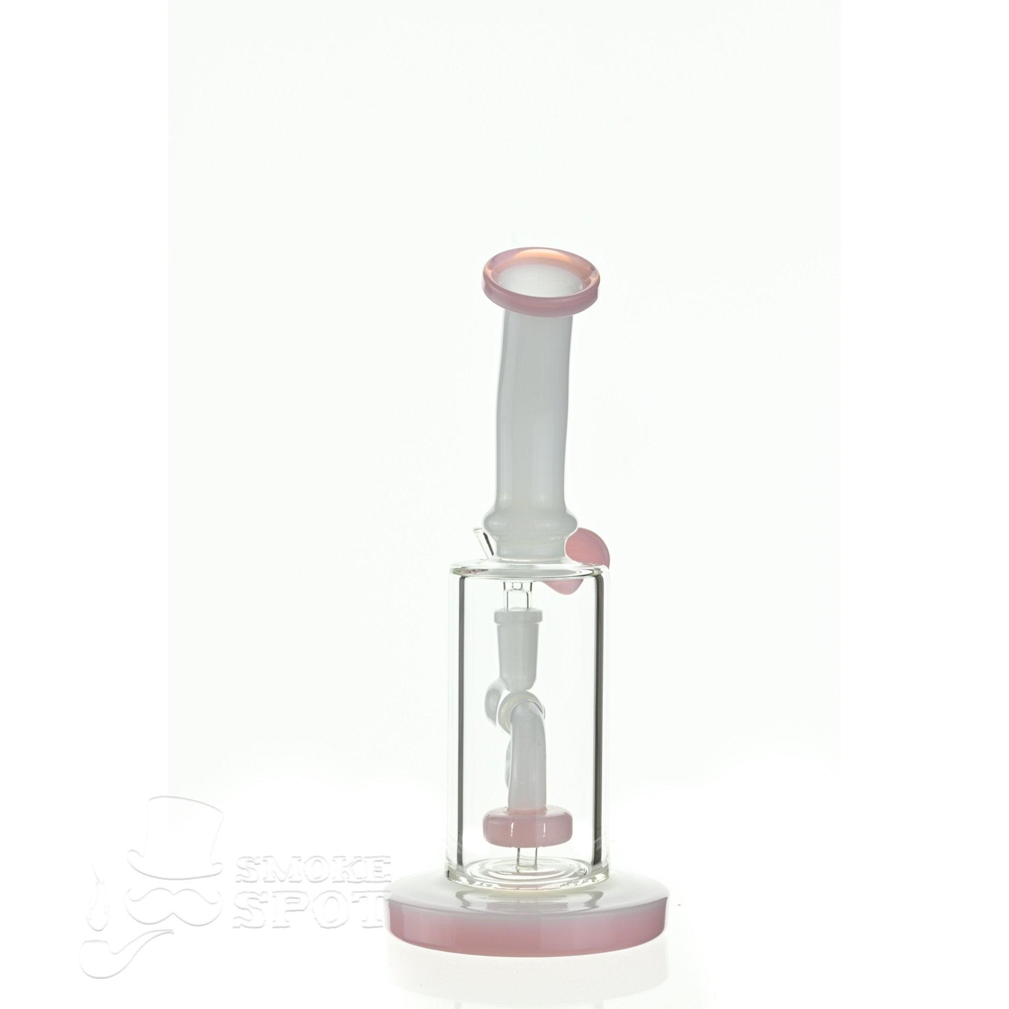 Aqua Glass stemless bubbler white pink showing compact size and design