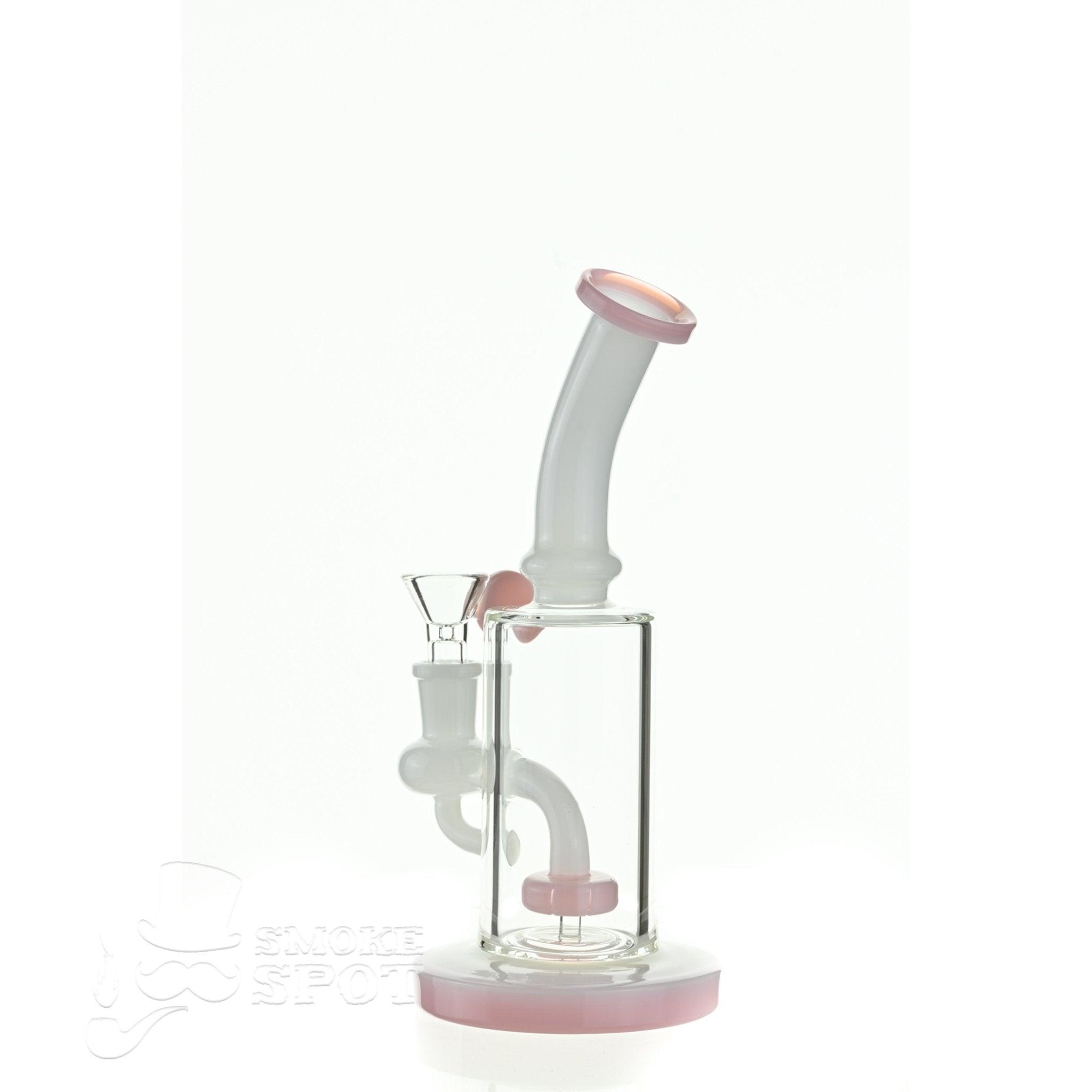 Aqua Glass stemless bubbler white pink with elegant white and pink colors