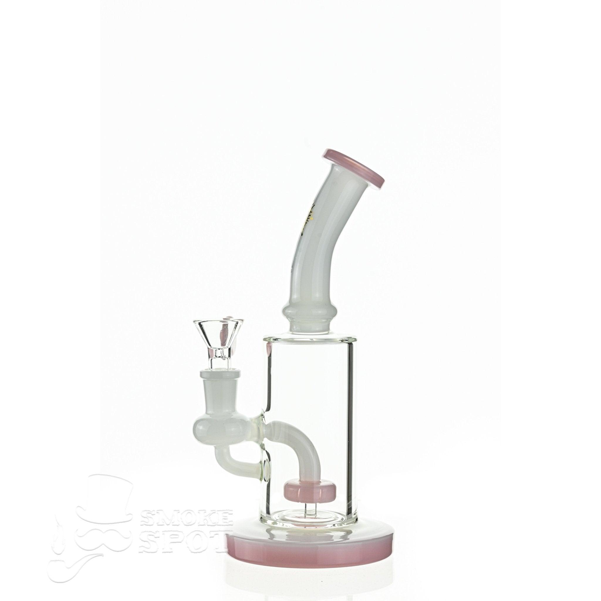 Aqua Glass stemless bubbler white pink side profile with 14mm joint