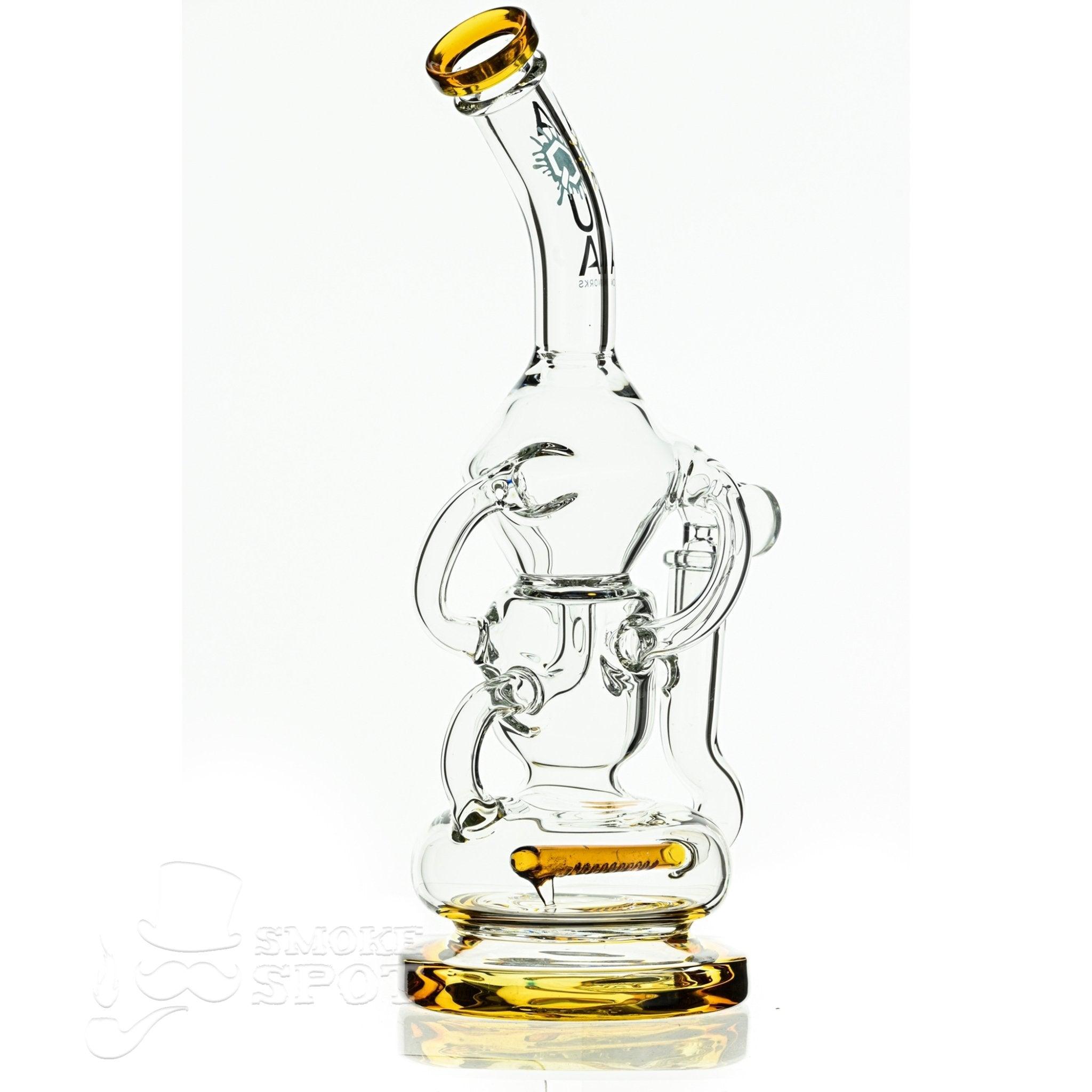 Aqua Glass water drop body recycling dual tube amber - Smoke Spot Smoke Shop
