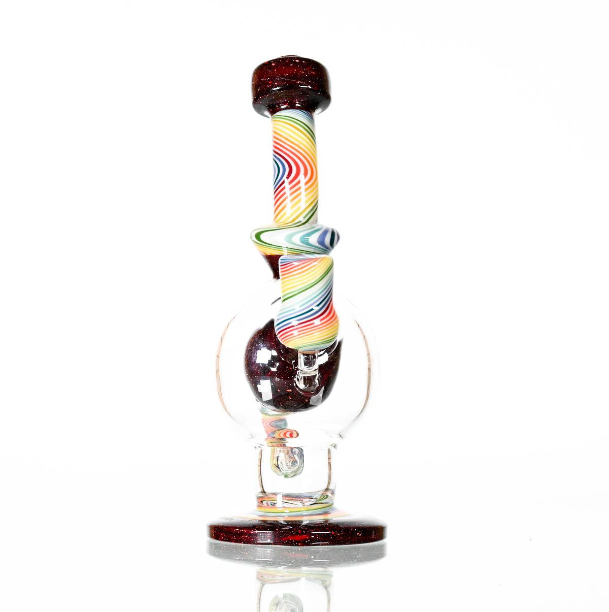 Augy Glass WATERPIPES AUGY BALL BURGANDY WORKED