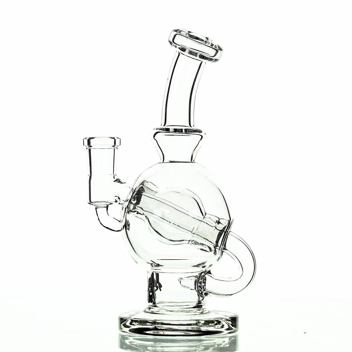 Side view of Augy Ball Purple Logo glass ball rig