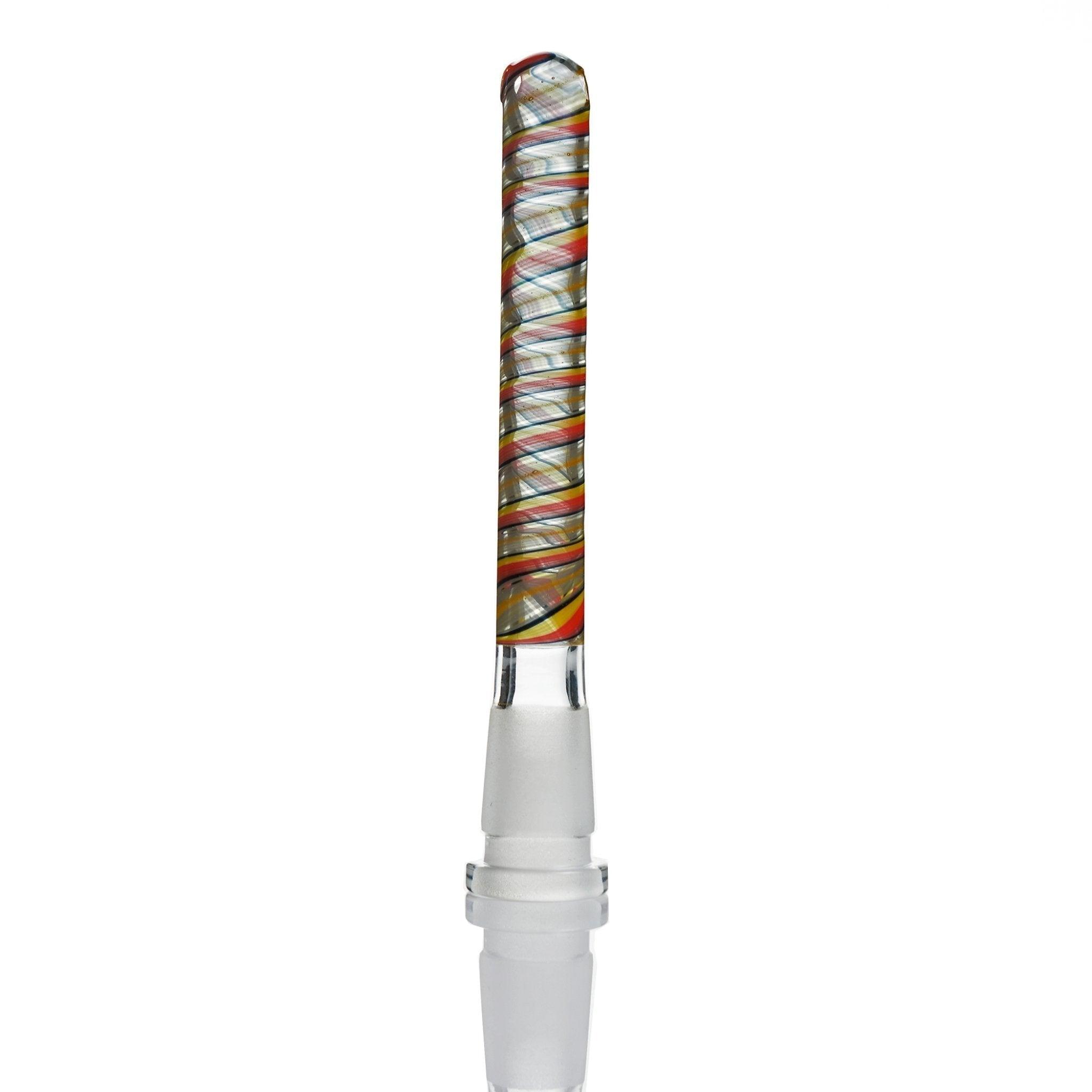 Augy Downstem Clear , yellow , orange & Black swirls 14 mm 5.25 inch - Smoke Spot Smoke Shop