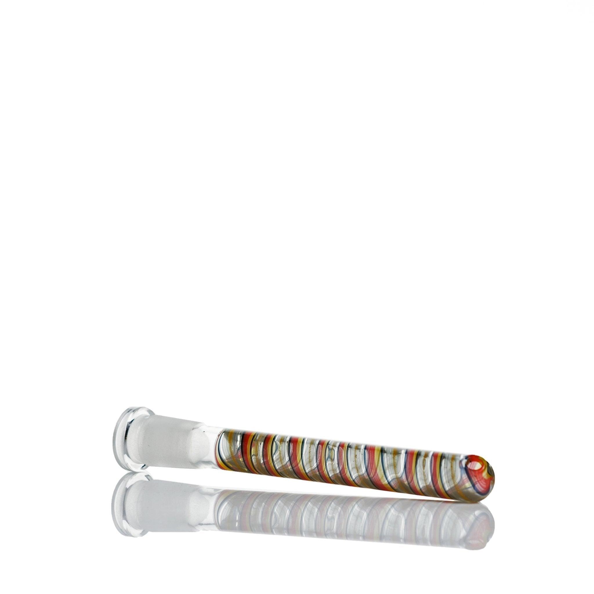 Augy Downstem Clear , yellow , orange & Black swirls 14 mm 5.25 inch - Smoke Spot Smoke Shop