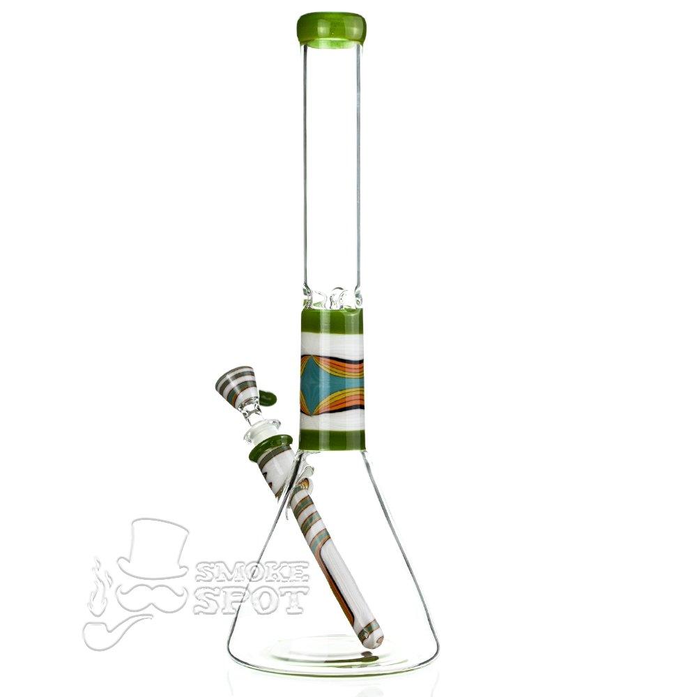 Augy Glass Beaker 15 inch worked wigwag #102 - Smoke Spot Smoke Shop