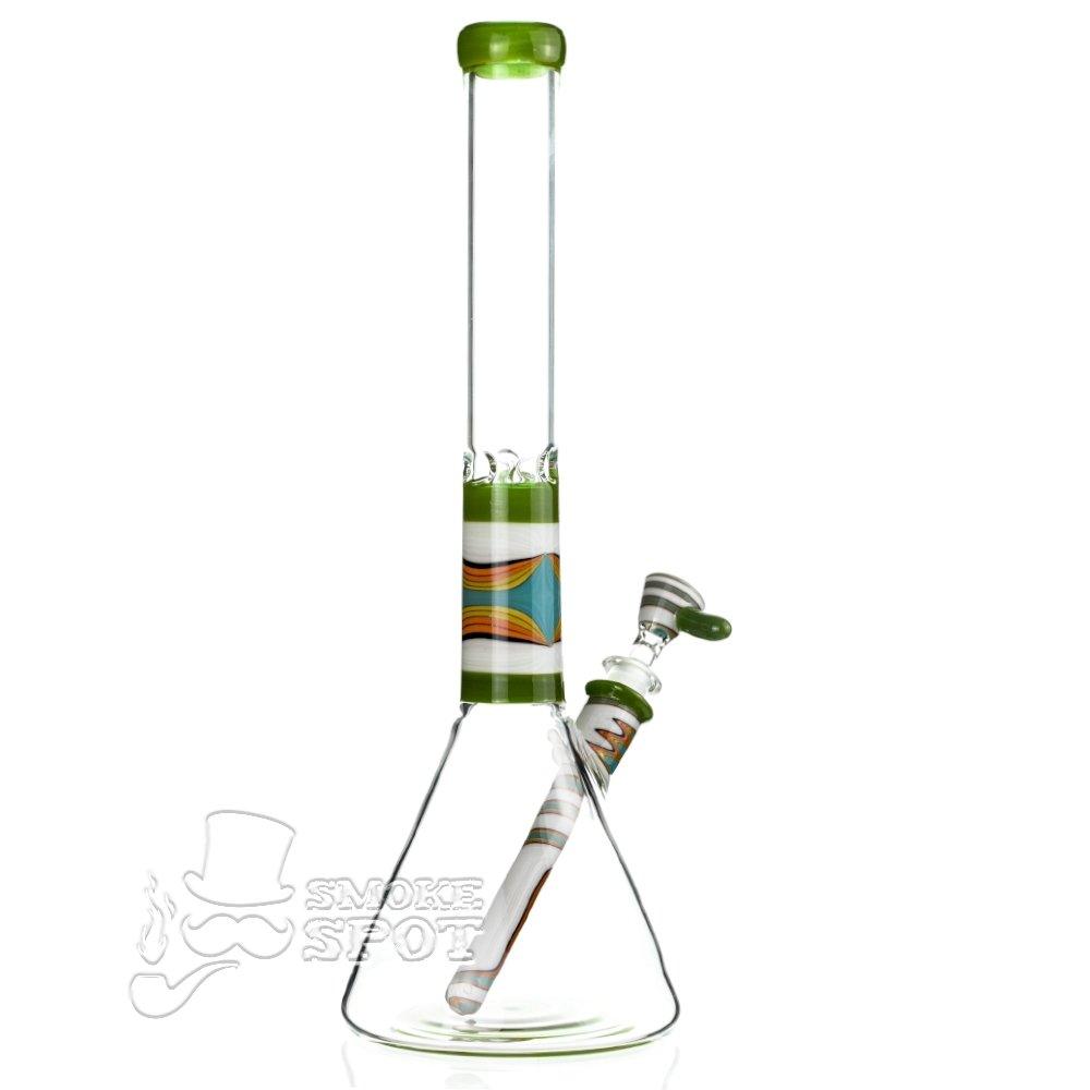 Augy Glass Beaker 15 inch worked wigwag #102 - Smoke Spot Smoke Shop