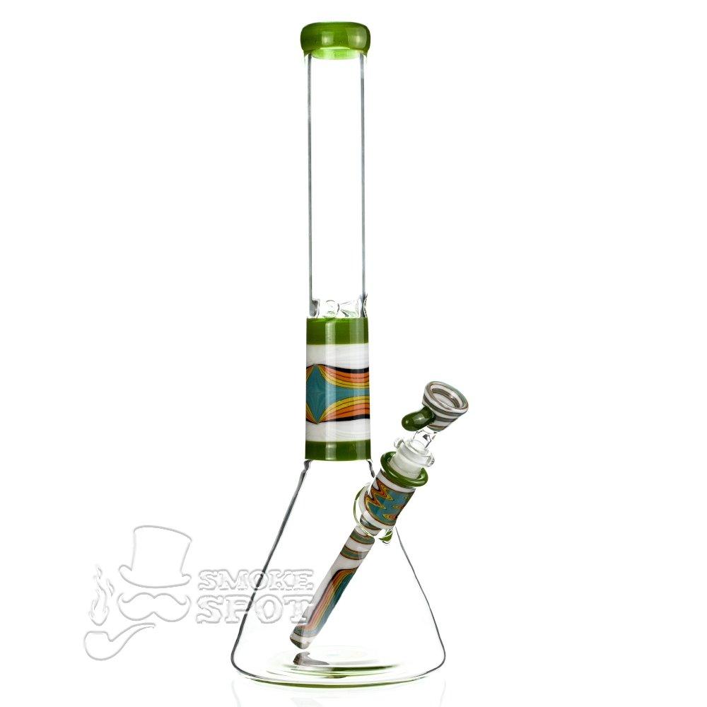 Augy Glass Beaker 15 inch worked wigwag #102 - Smoke Spot Smoke Shop