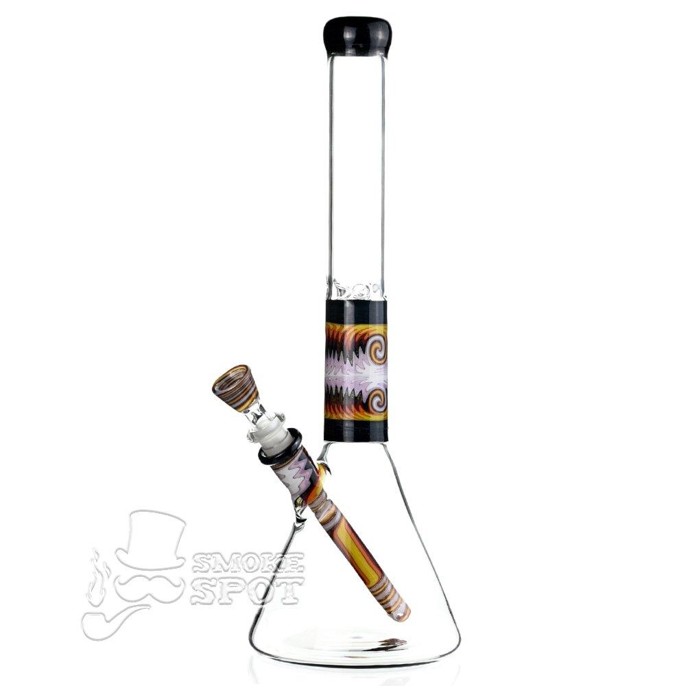 Augy Glass Beaker 15 inch worked wigwag #104 - Smoke Spot Smoke Shop