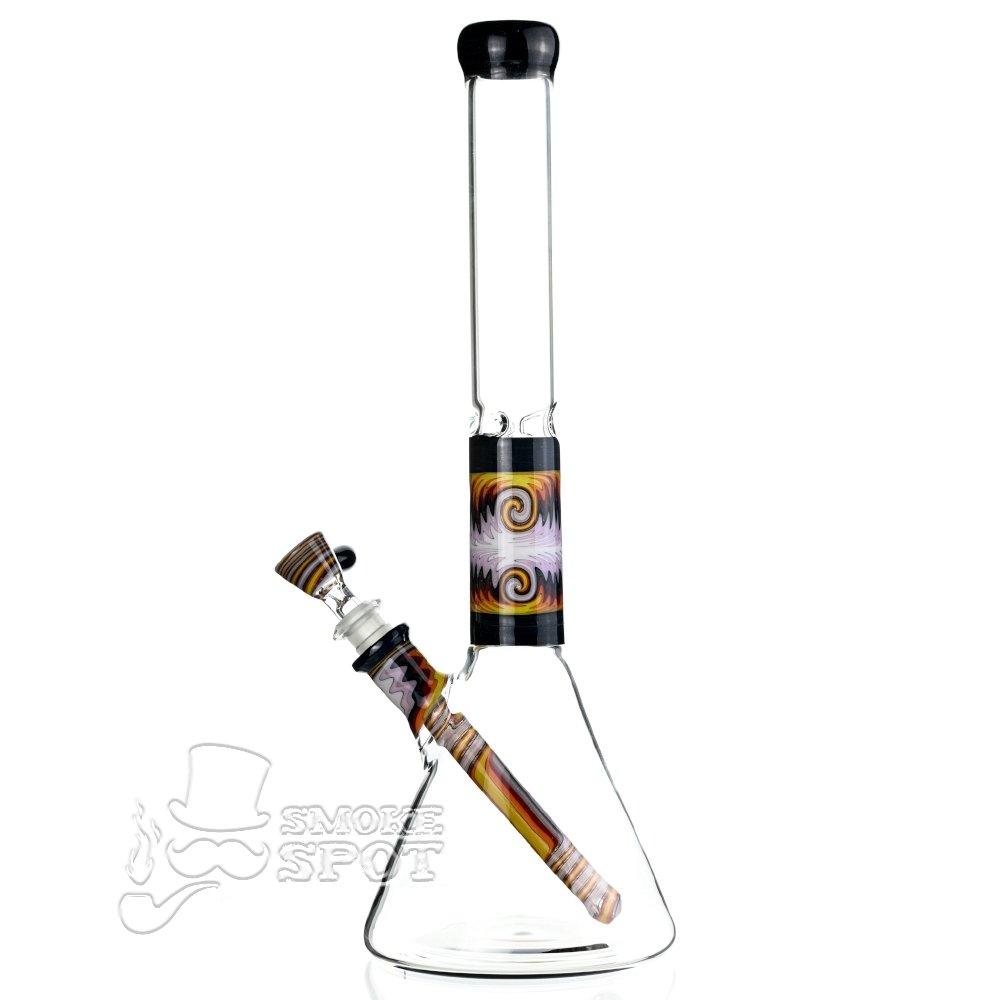 Augy Glass Beaker 15 inch worked wigwag #104 - Smoke Spot Smoke Shop
