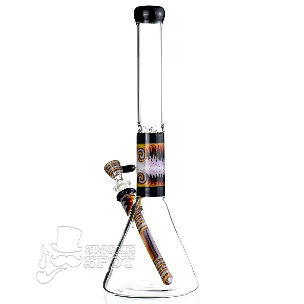 Augy Glass Beaker 15 inch worked wigwag #104 - Smoke Spot Smoke Shop