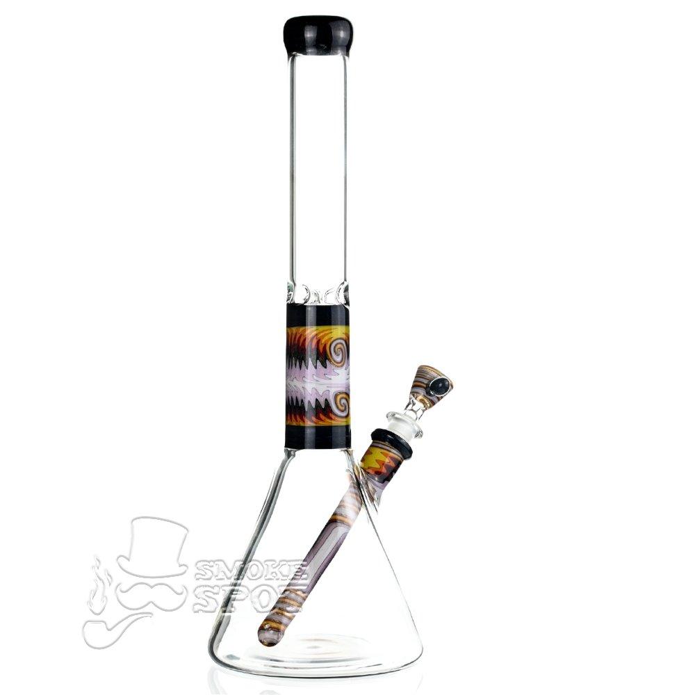 Augy Glass Beaker 15 inch worked wigwag #104 - Smoke Spot Smoke Shop