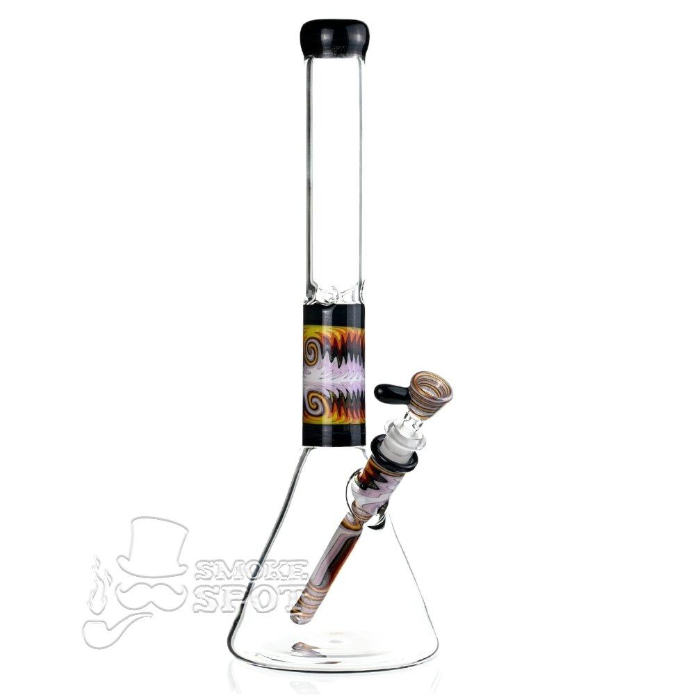 Augy Glass Beaker 15 inch worked wigwag #104 - Smoke Spot Smoke Shop