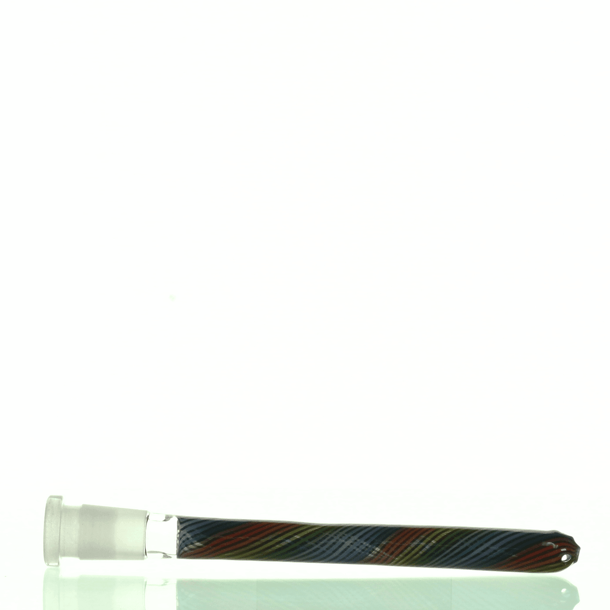 Close-up of AUGY GLASS Fully Worked Downstem 6in 126 glass joint