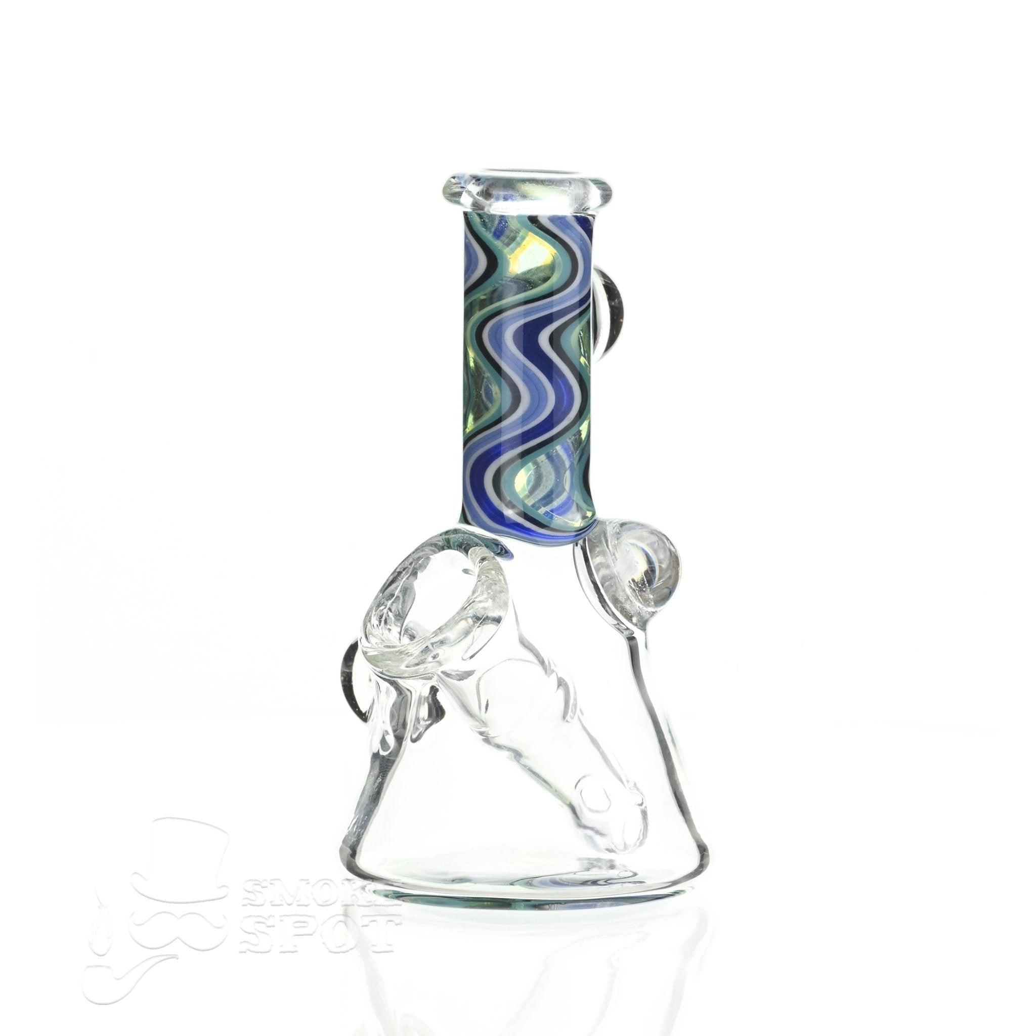 Close-up of 2-hole percolator stem on Augy Mini 4 Inch Worked Glass Tube Rig