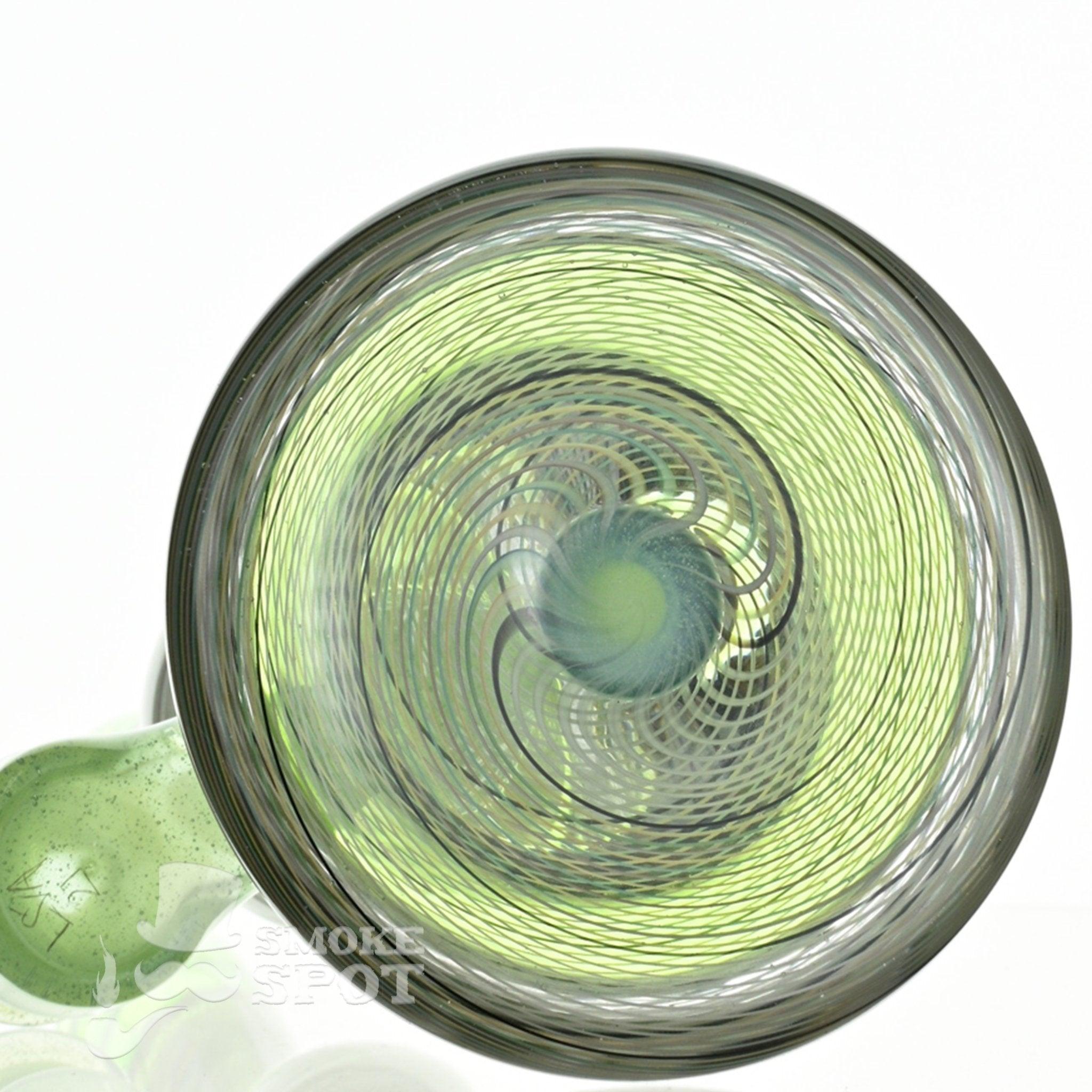 Close-up of reticello orb on C-Lanni Full Pattern Color Windows Green Rig