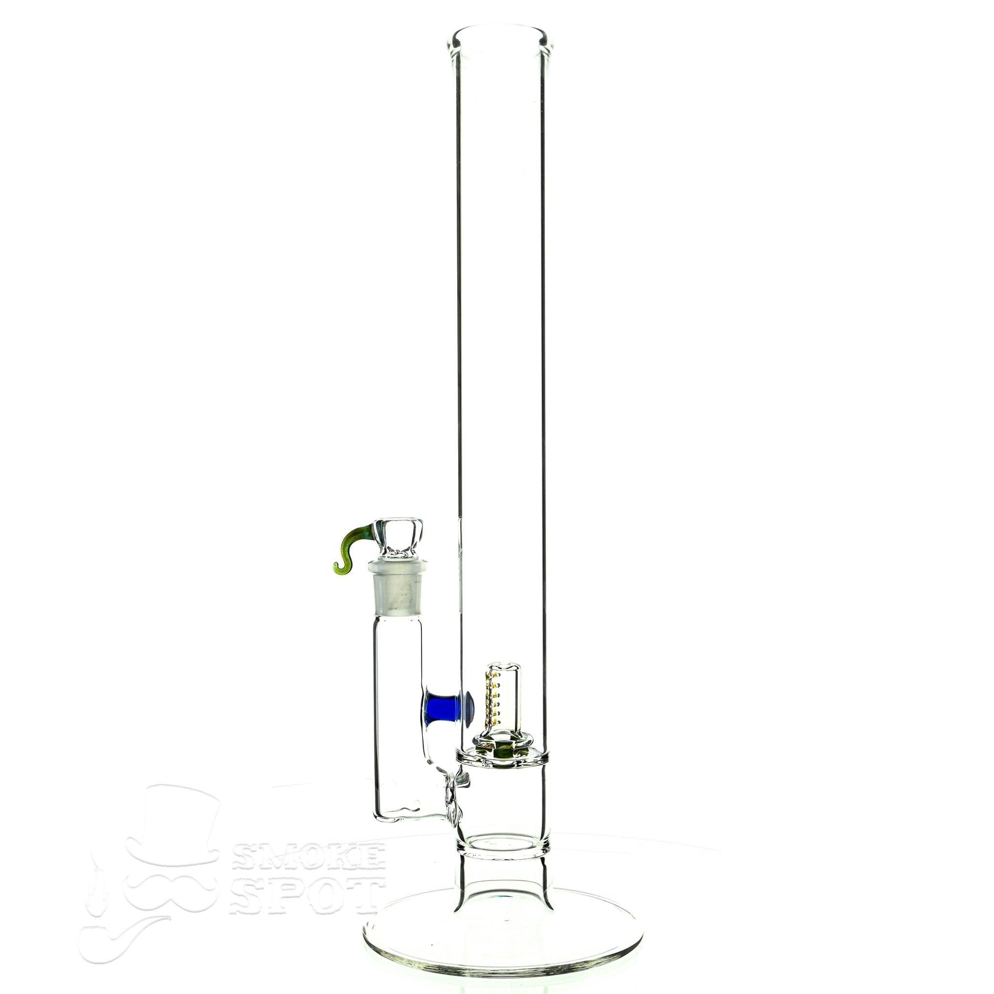 Close-up of Captain Hook waterpipe single perc Natty Mast in slime green and blue