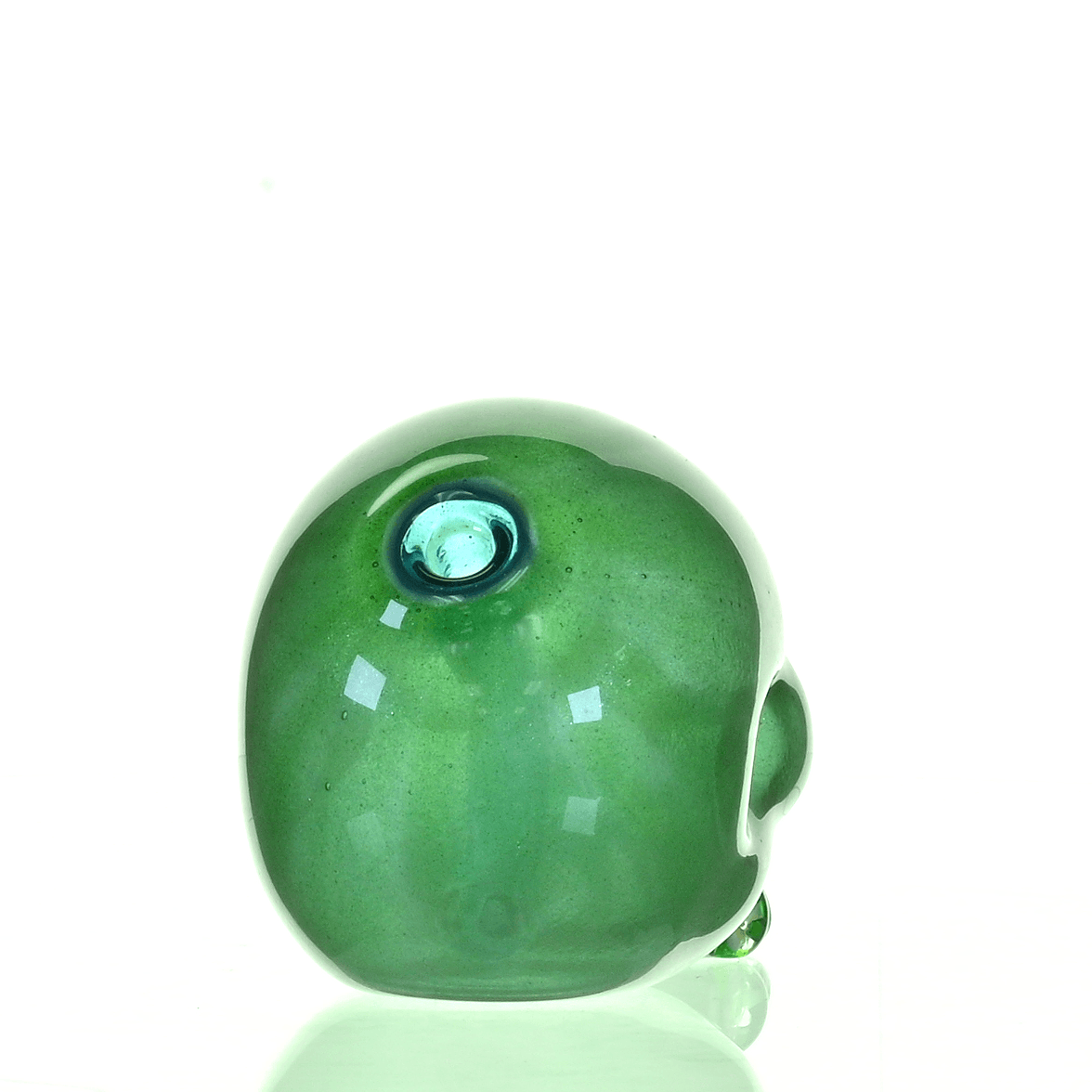 CARSTEN GLASS GREEN SATIN SKULL RIG W/OPAL TEETH - Smoke Spot Smoke Shop