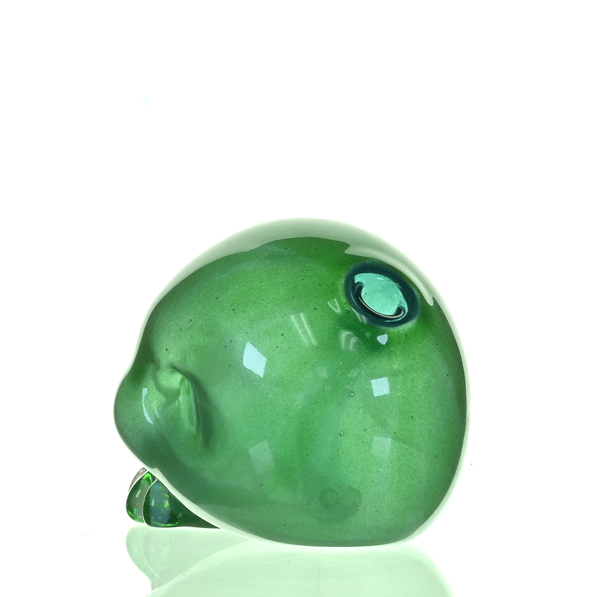 CARSTEN GLASS GREEN SATIN SKULL RIG W/OPAL TEETH - Smoke Spot Smoke Shop