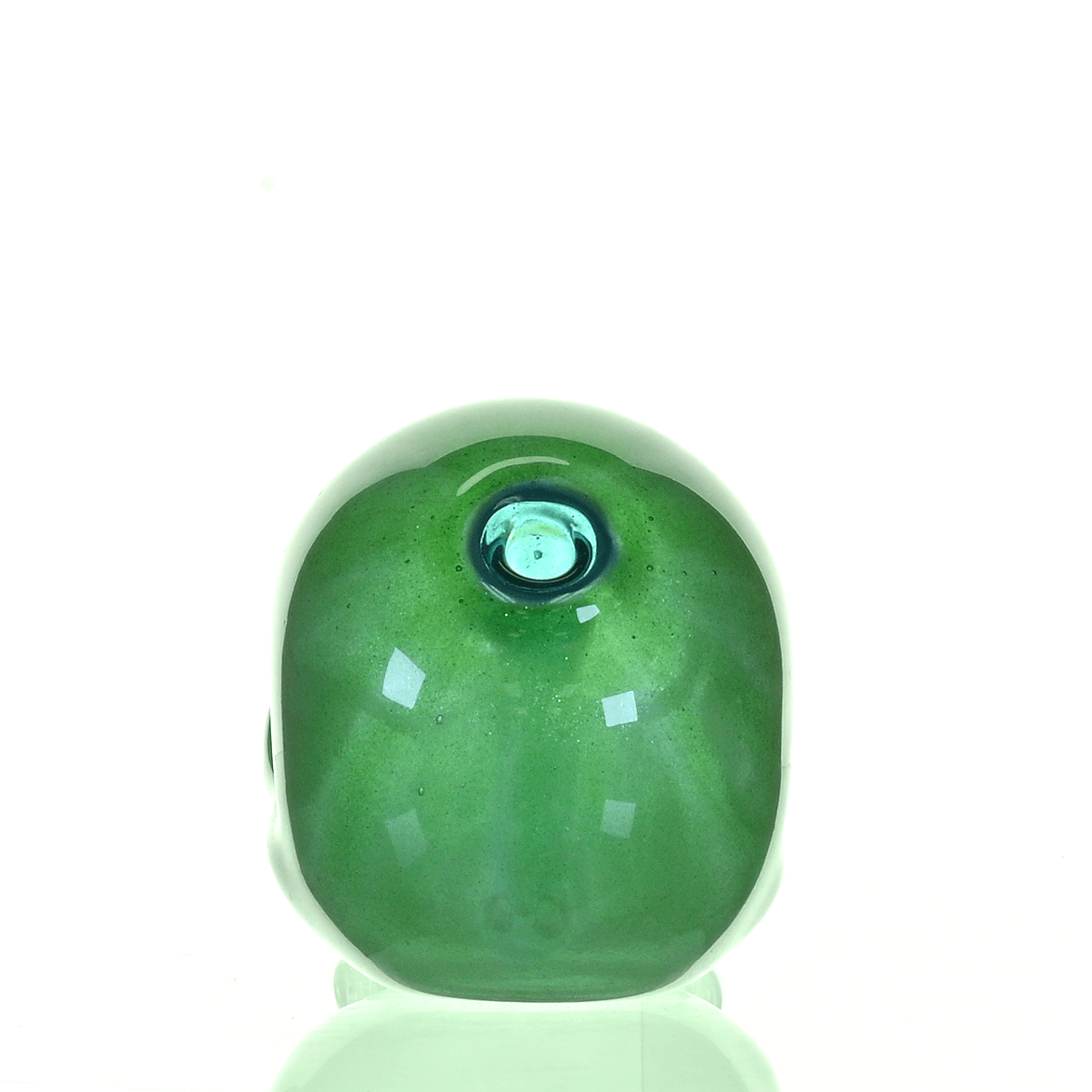 CARSTEN GLASS GREEN SATIN SKULL RIG W/OPAL TEETH - Smoke Spot Smoke Shop