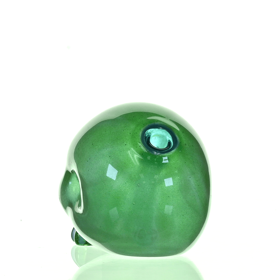 CARSTEN GLASS GREEN SATIN SKULL RIG W/OPAL TEETH - Smoke Spot Smoke Shop