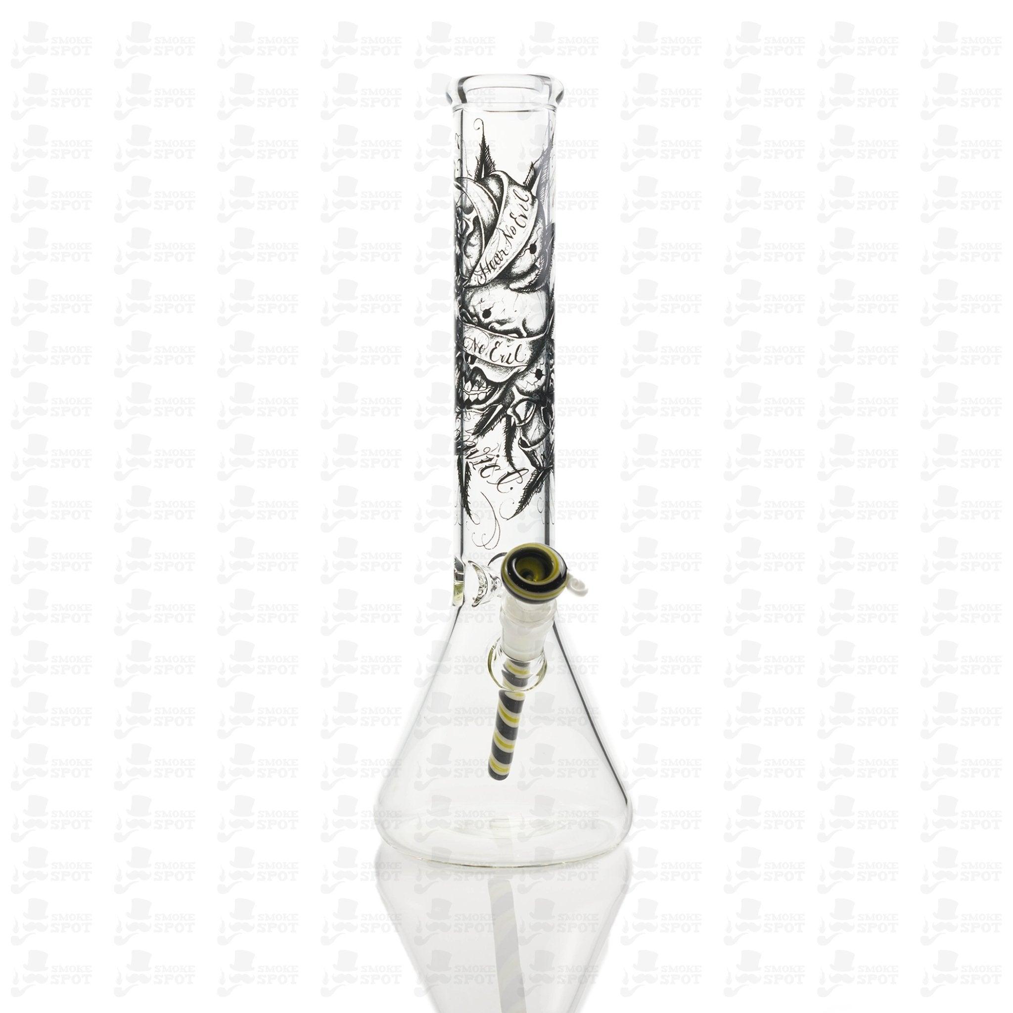 Conviction Glass 14 inch Black purple worked Beaker - Smoke Spot Smoke Shop