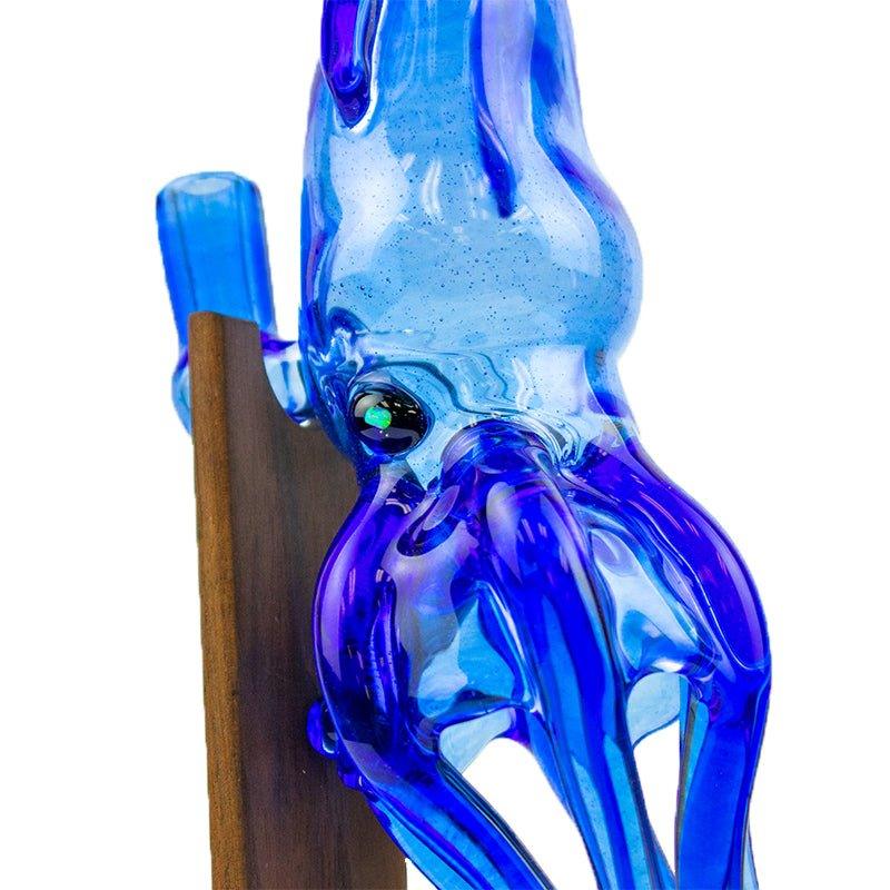 Glassical Creations Waterpipe Deep Sea, Light Blue Cobalt Squid by Glassical Creations